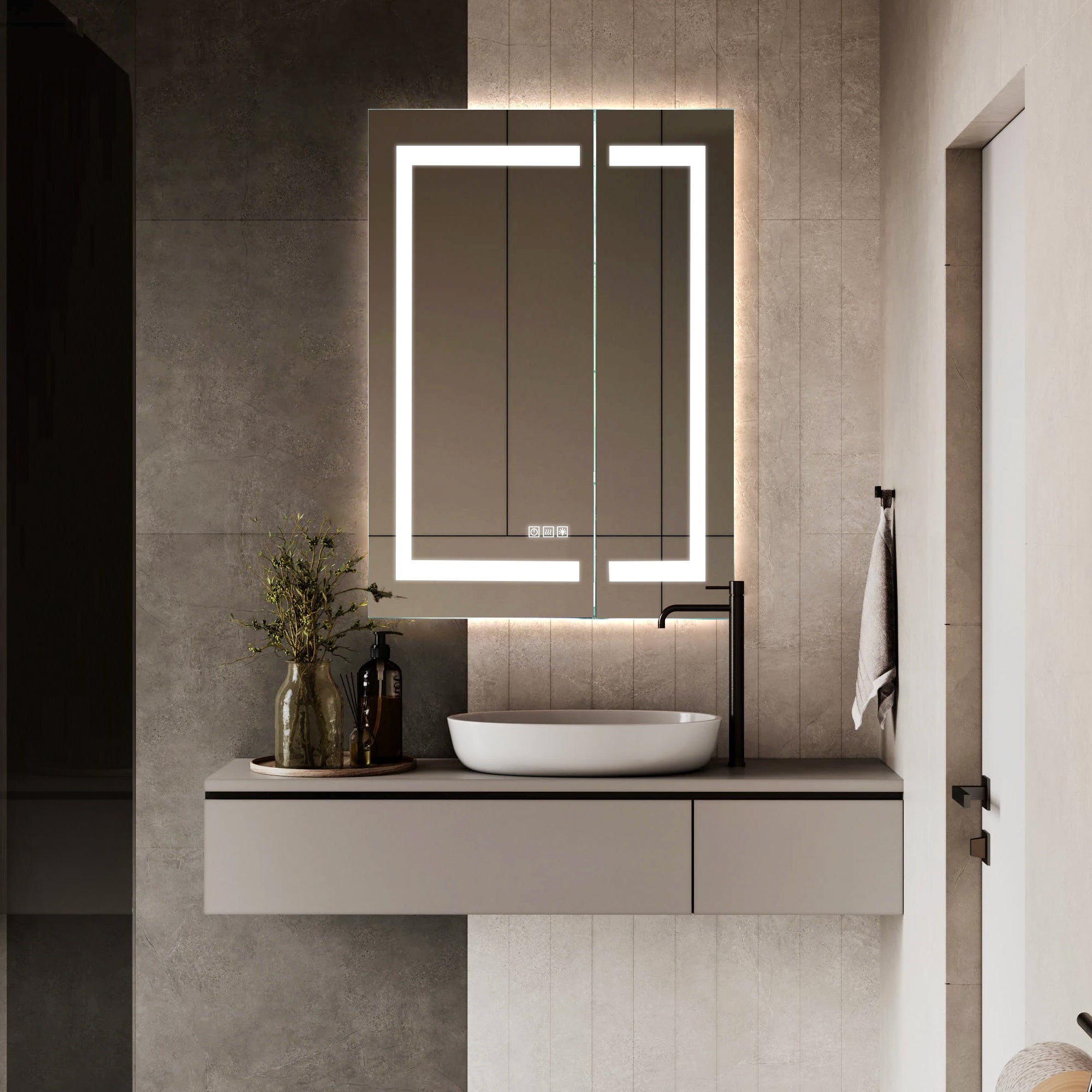 ELARA Custom LED Mirror Medicine Cabinet with Recessed Design