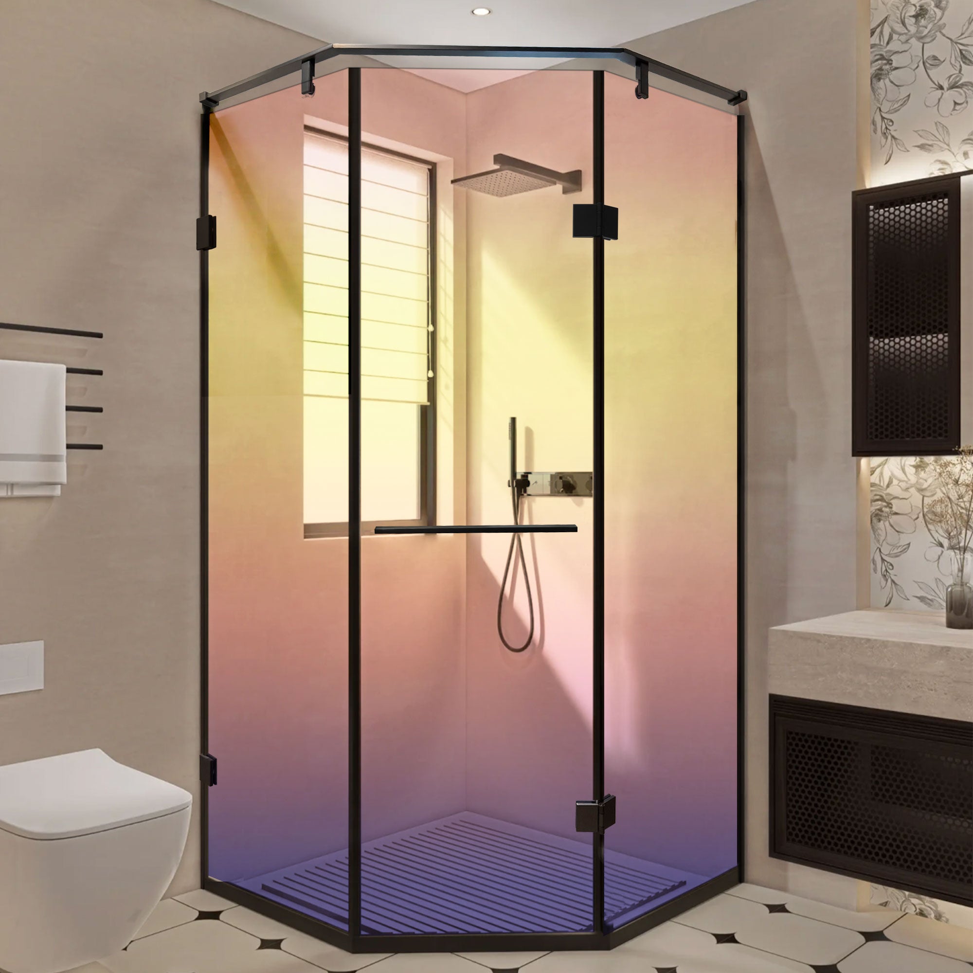 LUSTRA Customize Corner Shower Door with Gradient Glass