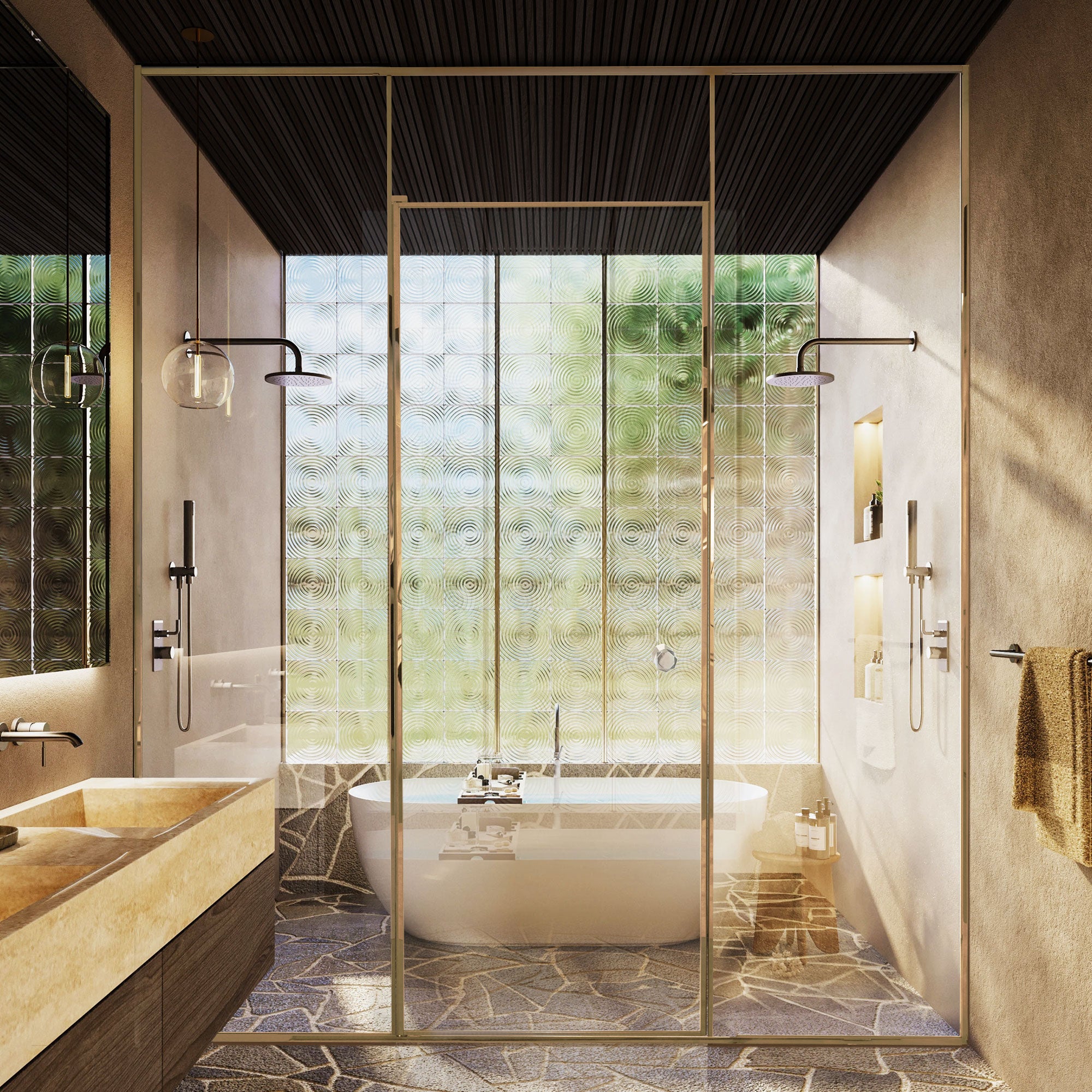 NOCTELLE Customize Inline Shower Door with Tempered Glass