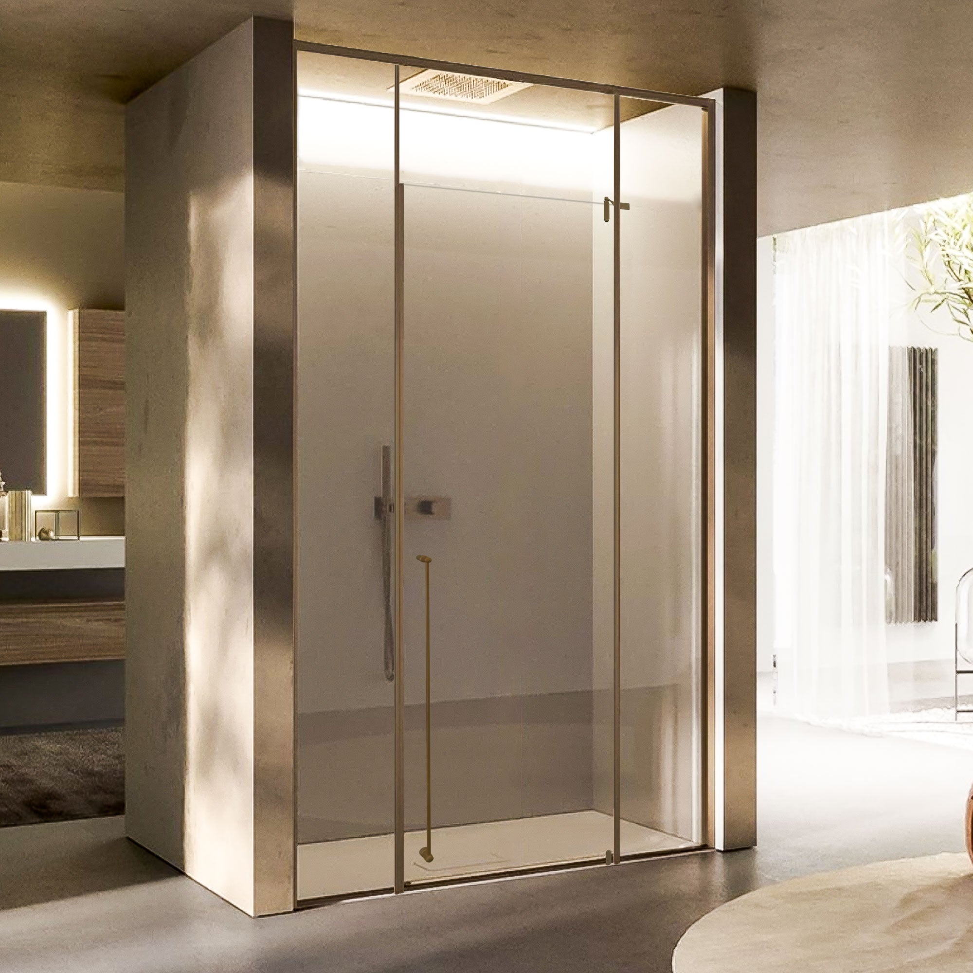 CAELUS Customize Inline Shower Door with Tempered Glass