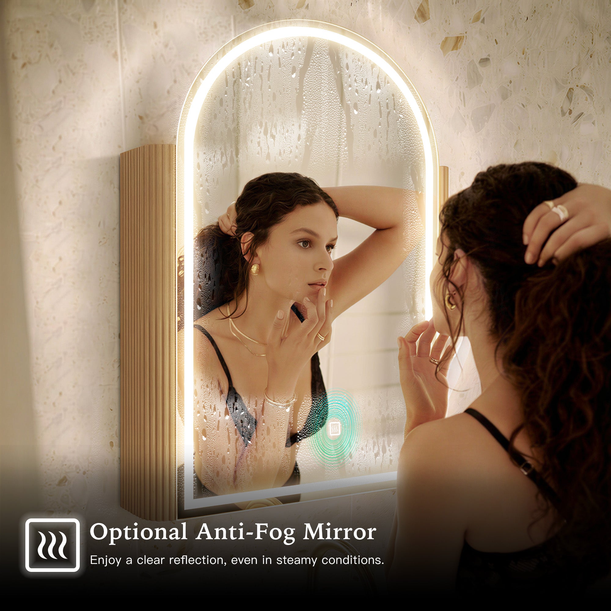 NORELLE Custom Wooden LED Mirror Medicine Cabinet with Arch Design