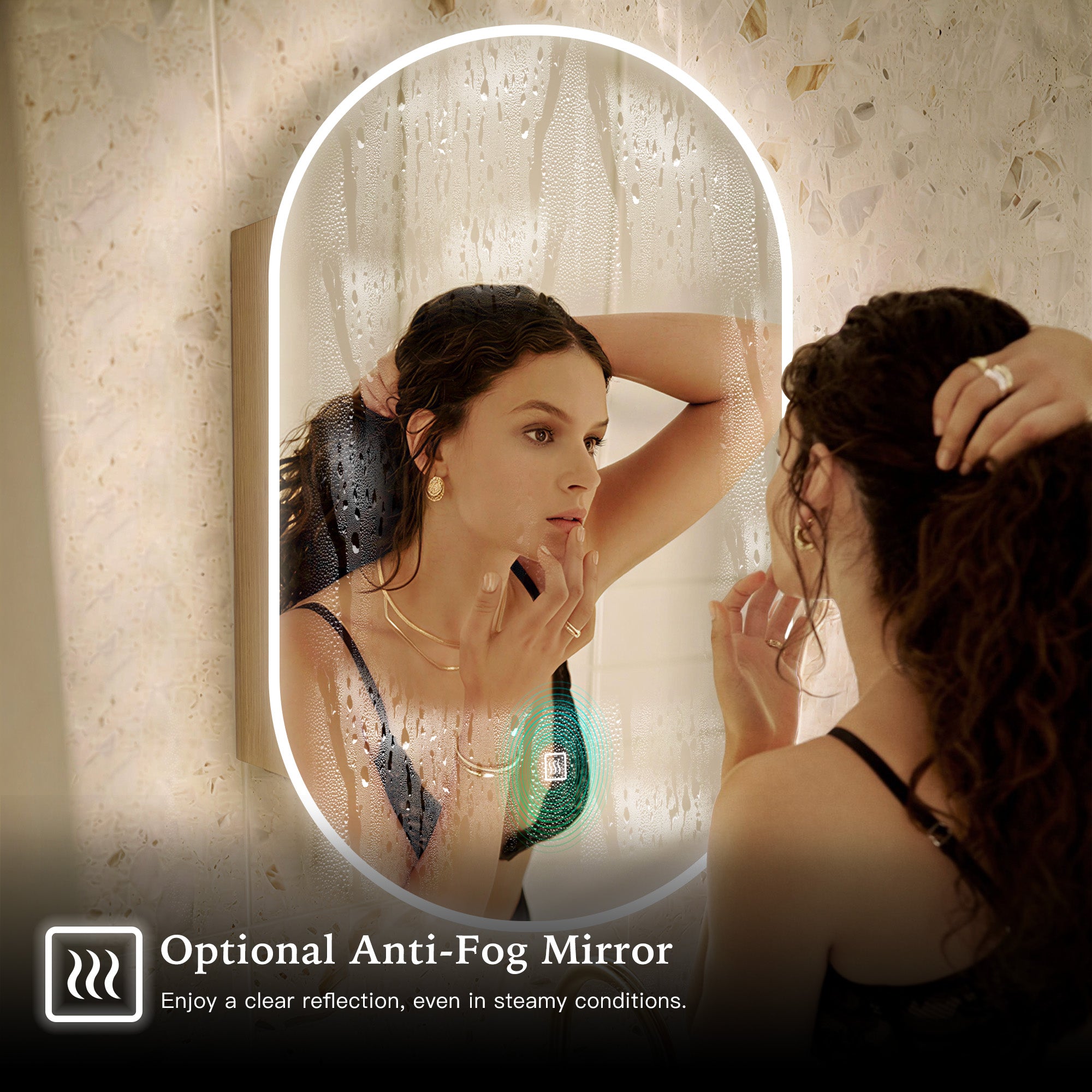 ORLIX Custom Wooden LED Mirror Medicine Cabinet with Oval Design