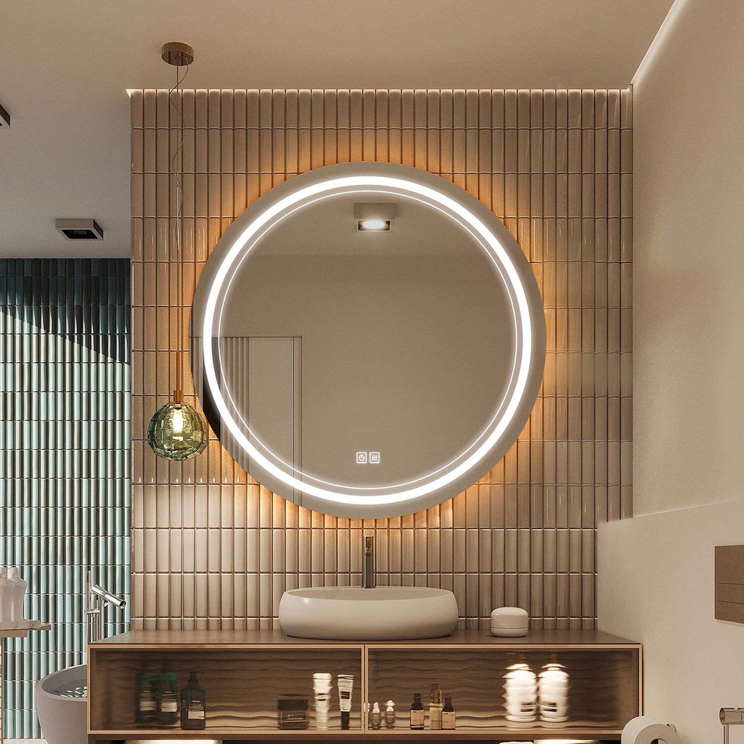 AITNE Round Custom LED Mirror with Backlight - Inyouths