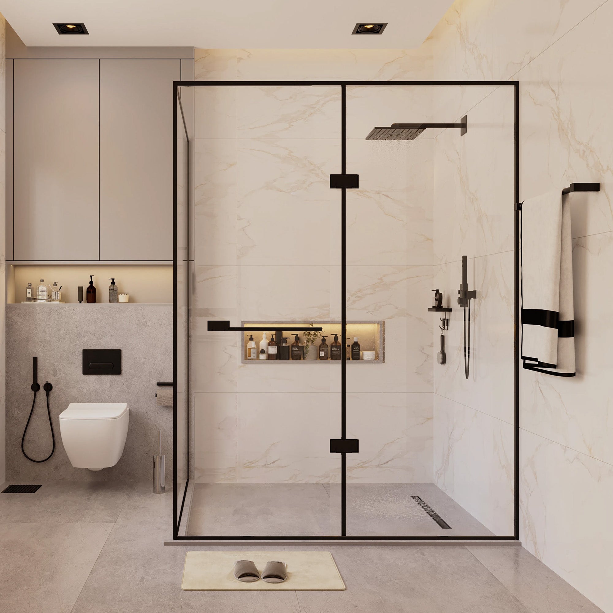 AQUELLE Customize Corner Shower Door with Ultra Clear Glass