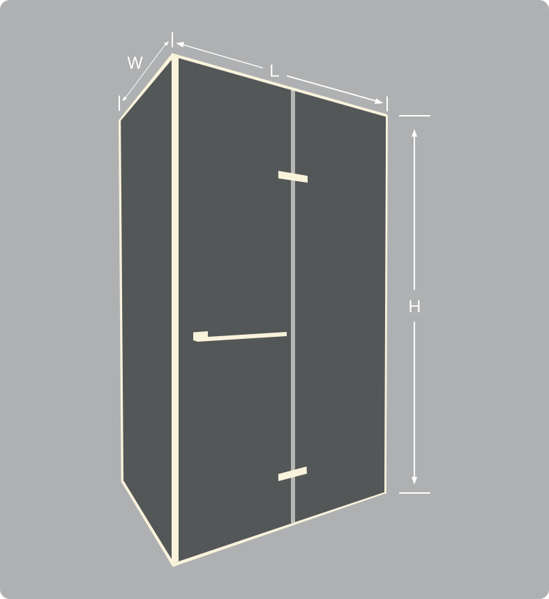 AQUELLE Customize Corner Shower Door with Ultra Clear Glass dimensions