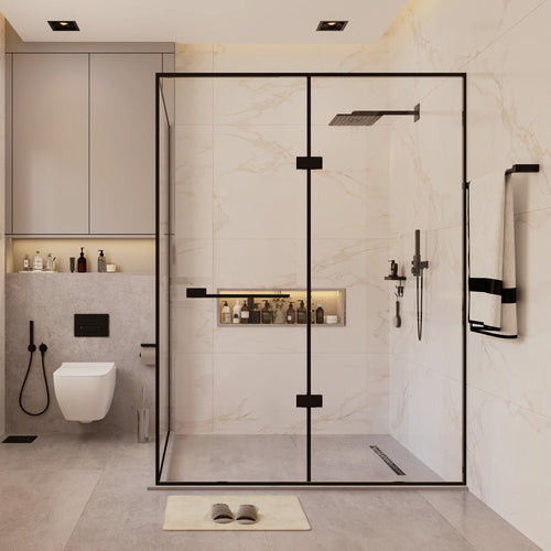 AQUELLE Customize Corner Shower Door with Ultra Clear Glass