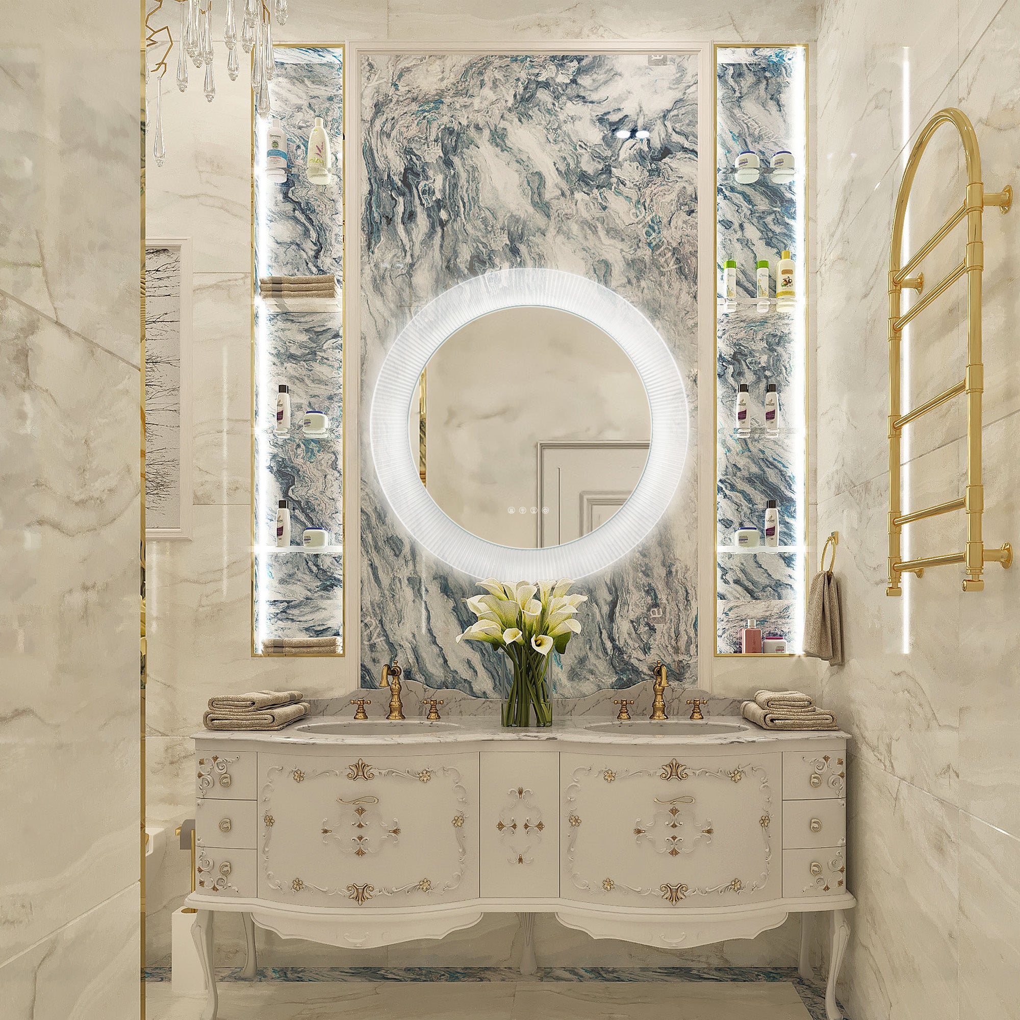 ARCTURUS Round Custom LED Mirror with Acrylic Frame