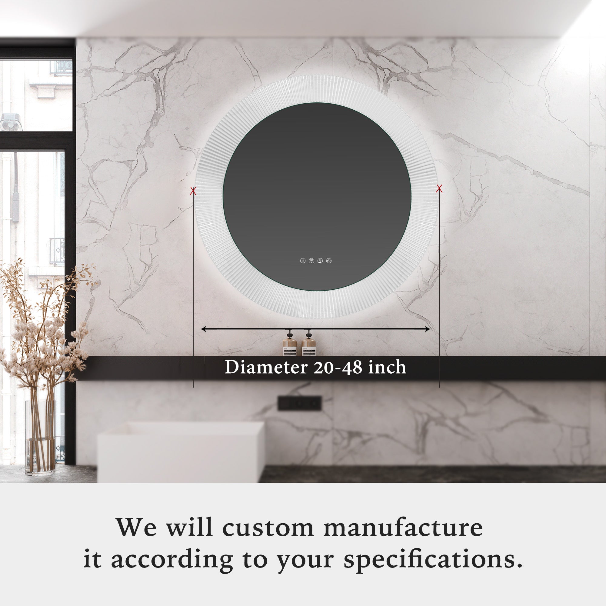 ARCTURUS Round Custom LED Mirror with Acrylic Frame