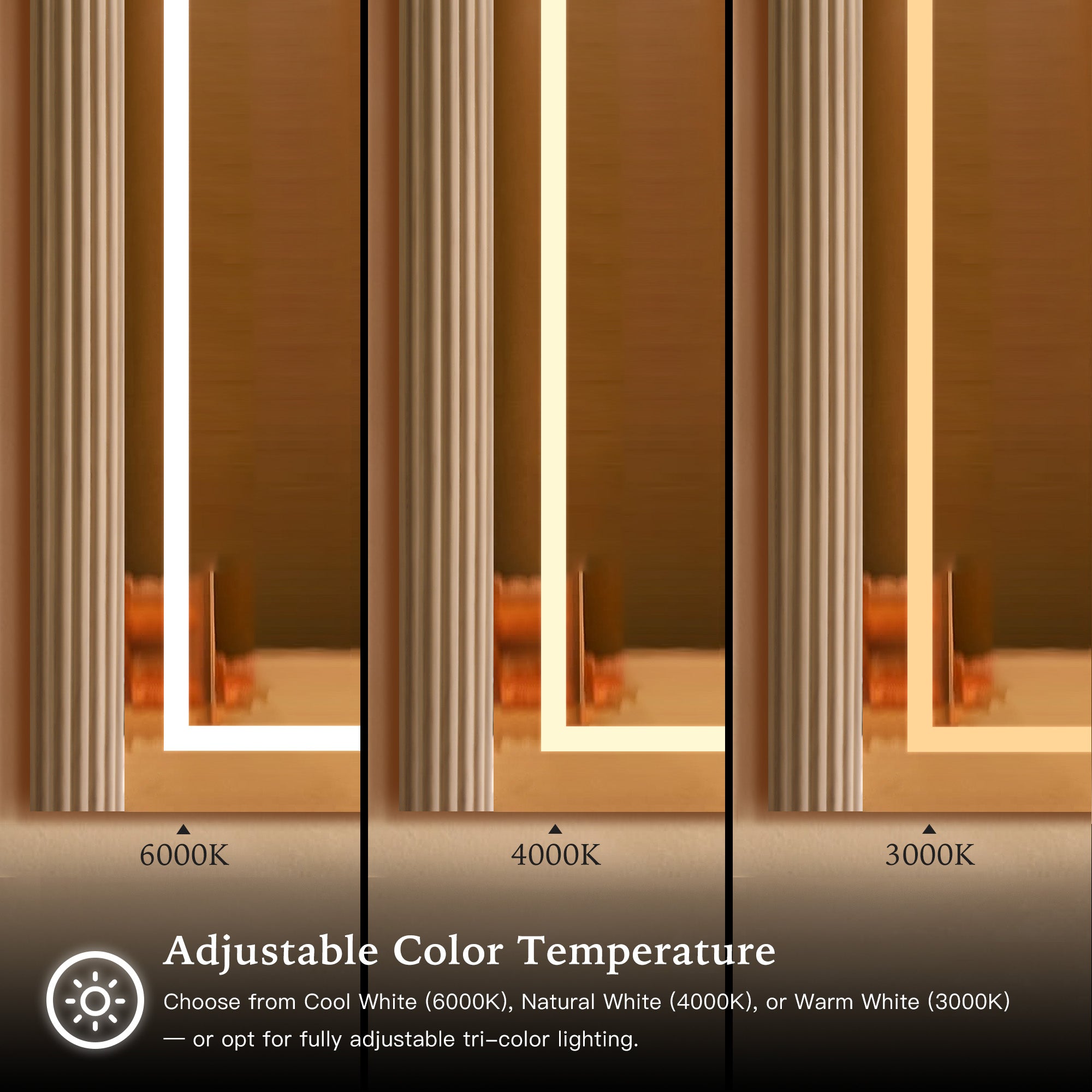 NORELLE Custom Wooden LED Mirror Medicine Cabinet with Arch Design