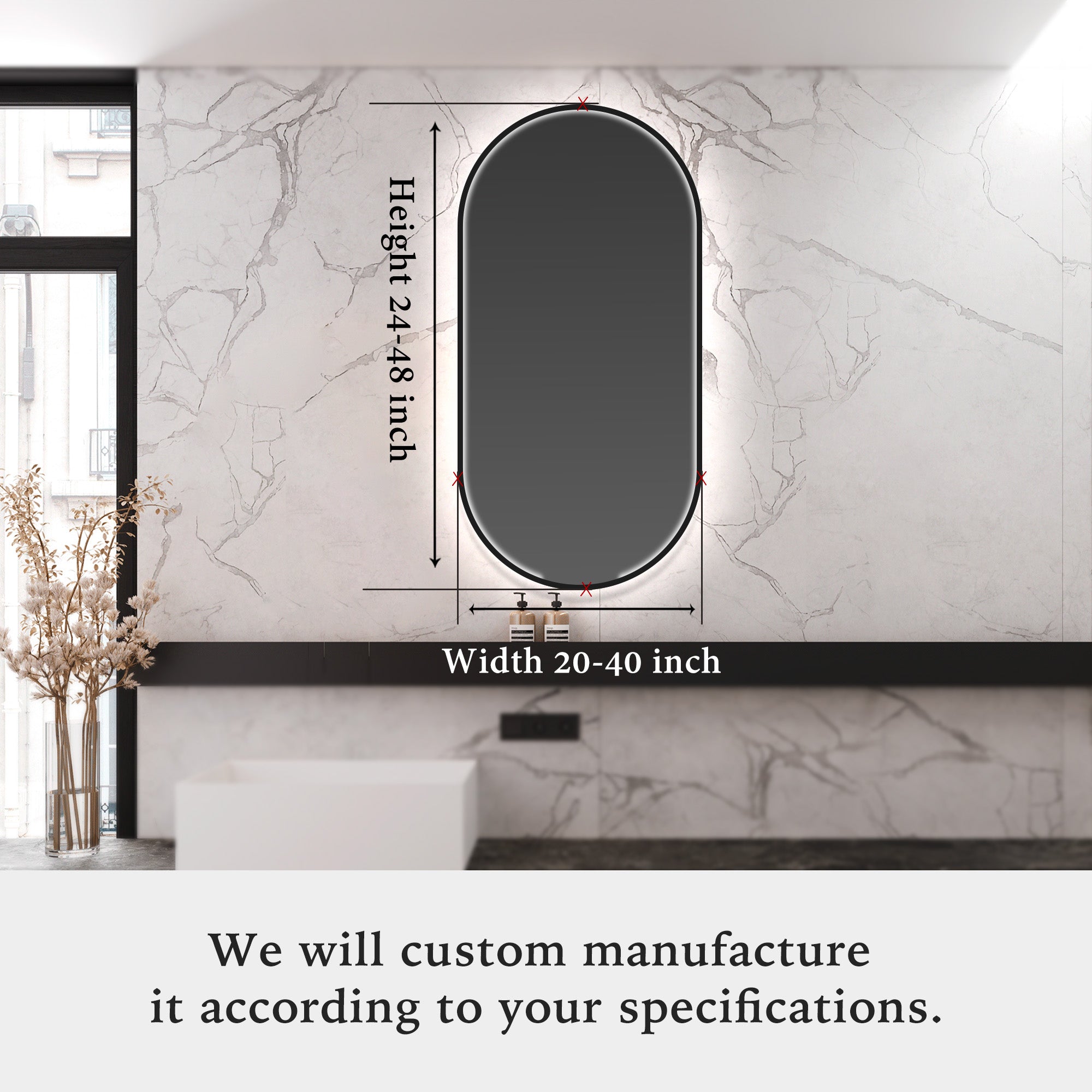 CALYPSO Oval Custom LED Mirror with Frame