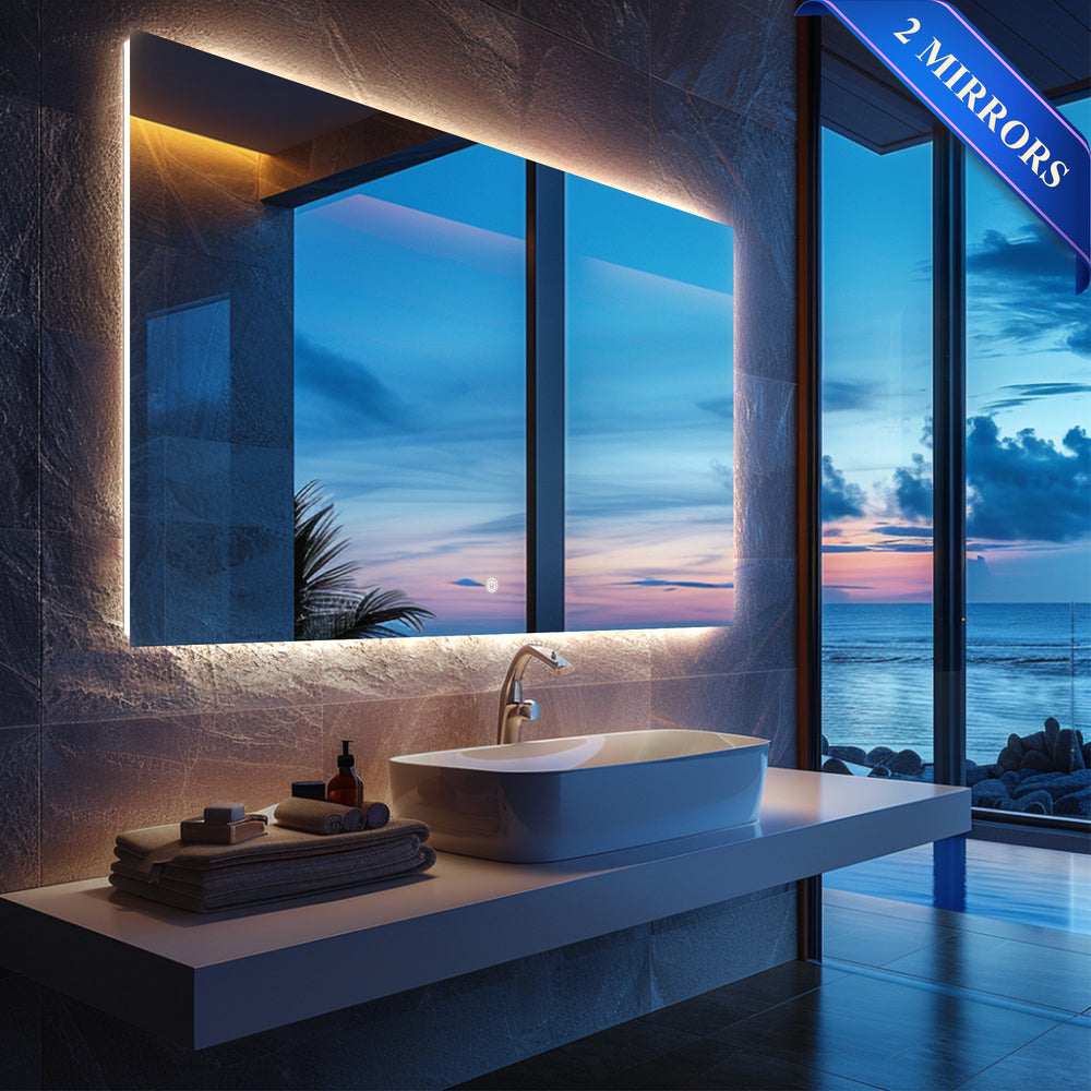 60"W*48"H CYLLENE Customize LED Mirror with Backlight 2pcs