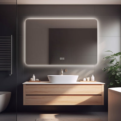 EIRENE Custom Backlit LED Bathroom Mirror with Rounded Corners