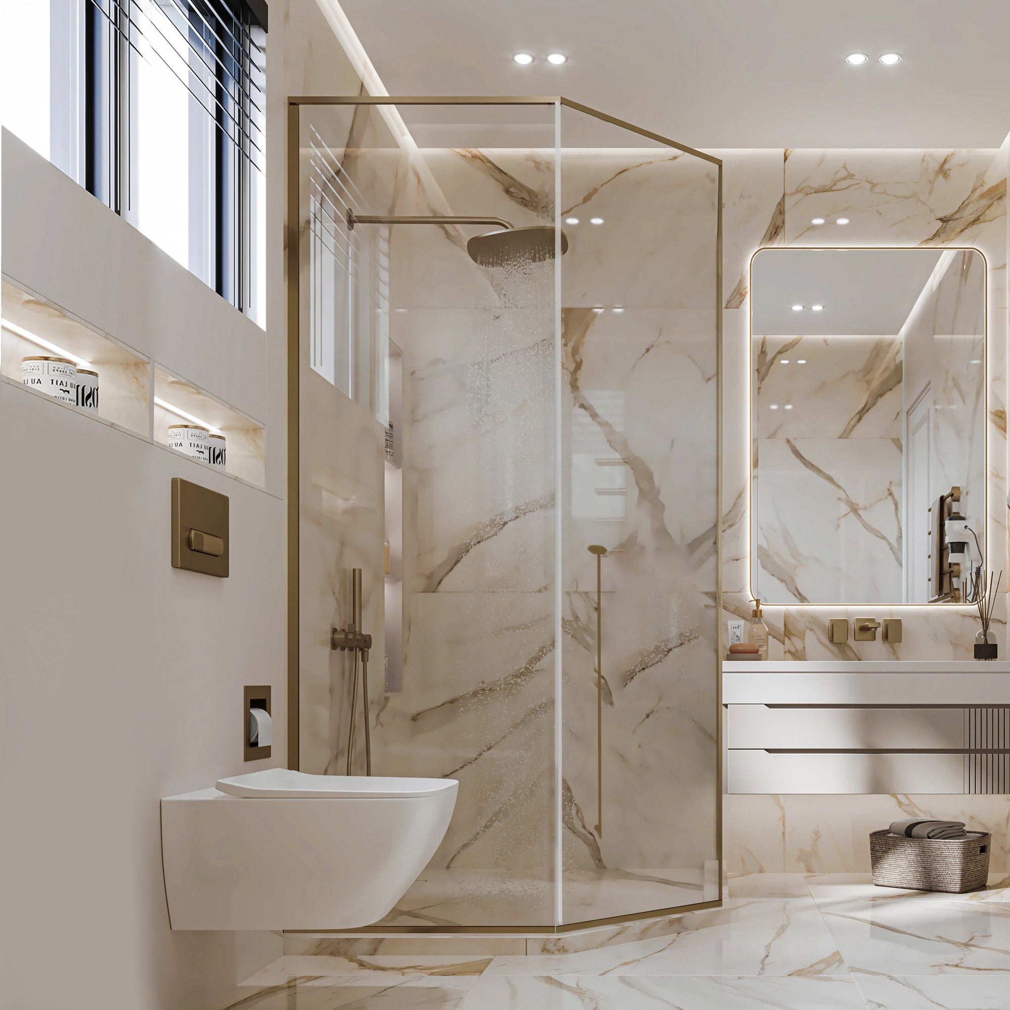 ELAN Customize Corner Shower Door with Tempered Glass