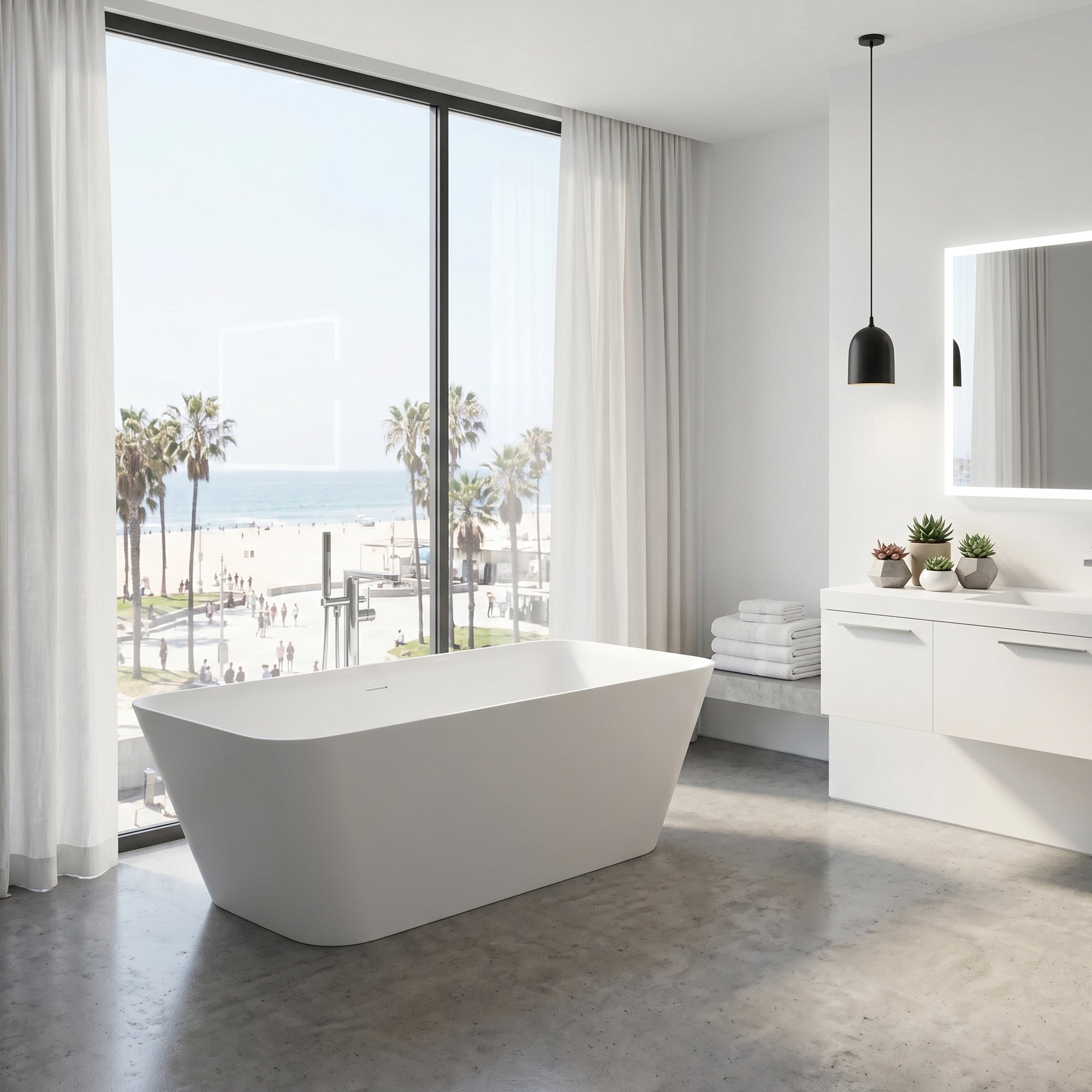 ELVORA Rectangular Freestanding Soaking Bathtub 67" For Contemporary Spaces