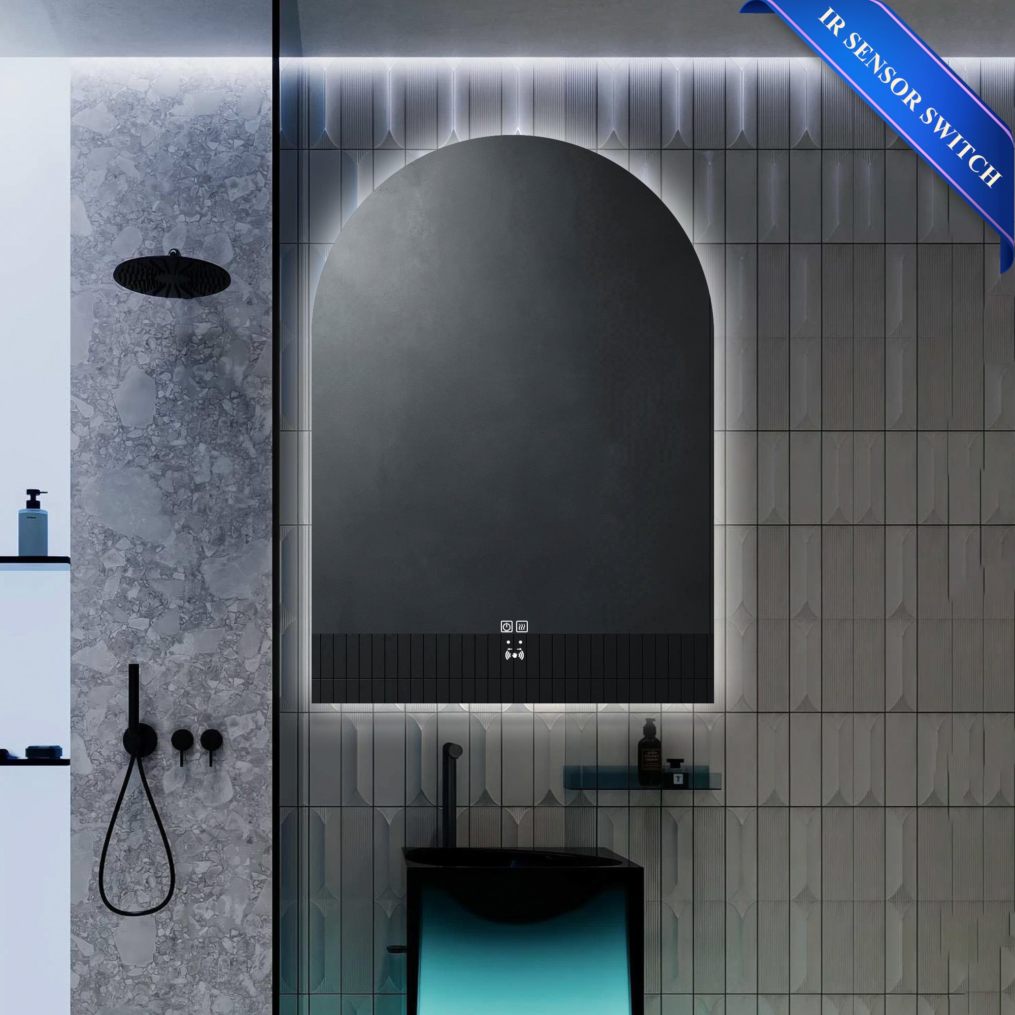 36"W*50"H PROCYON Arched Custom LED Mirror with IR Sensor Switch