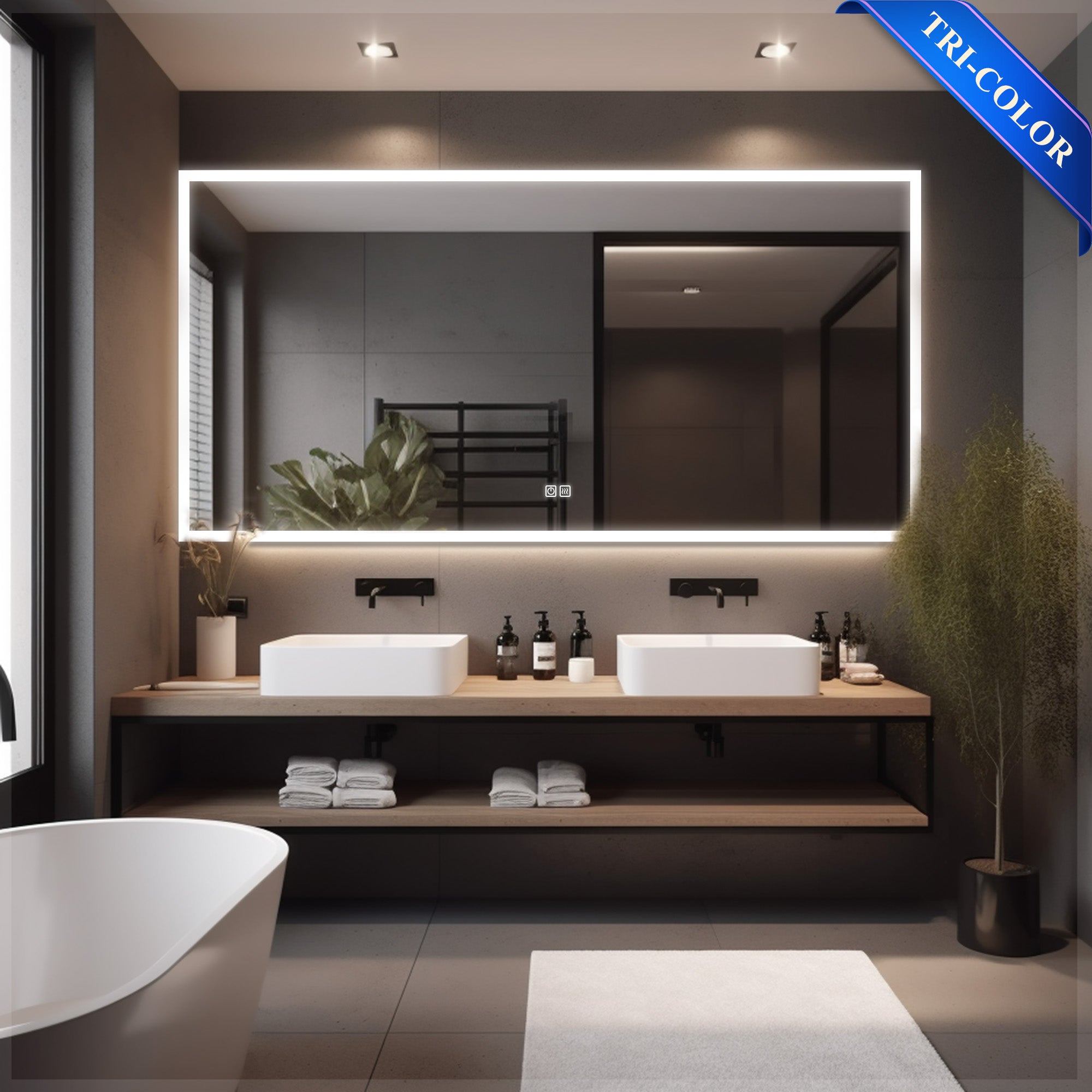 88"W*40"H NEPTUNE LED Mirror with Tri-color