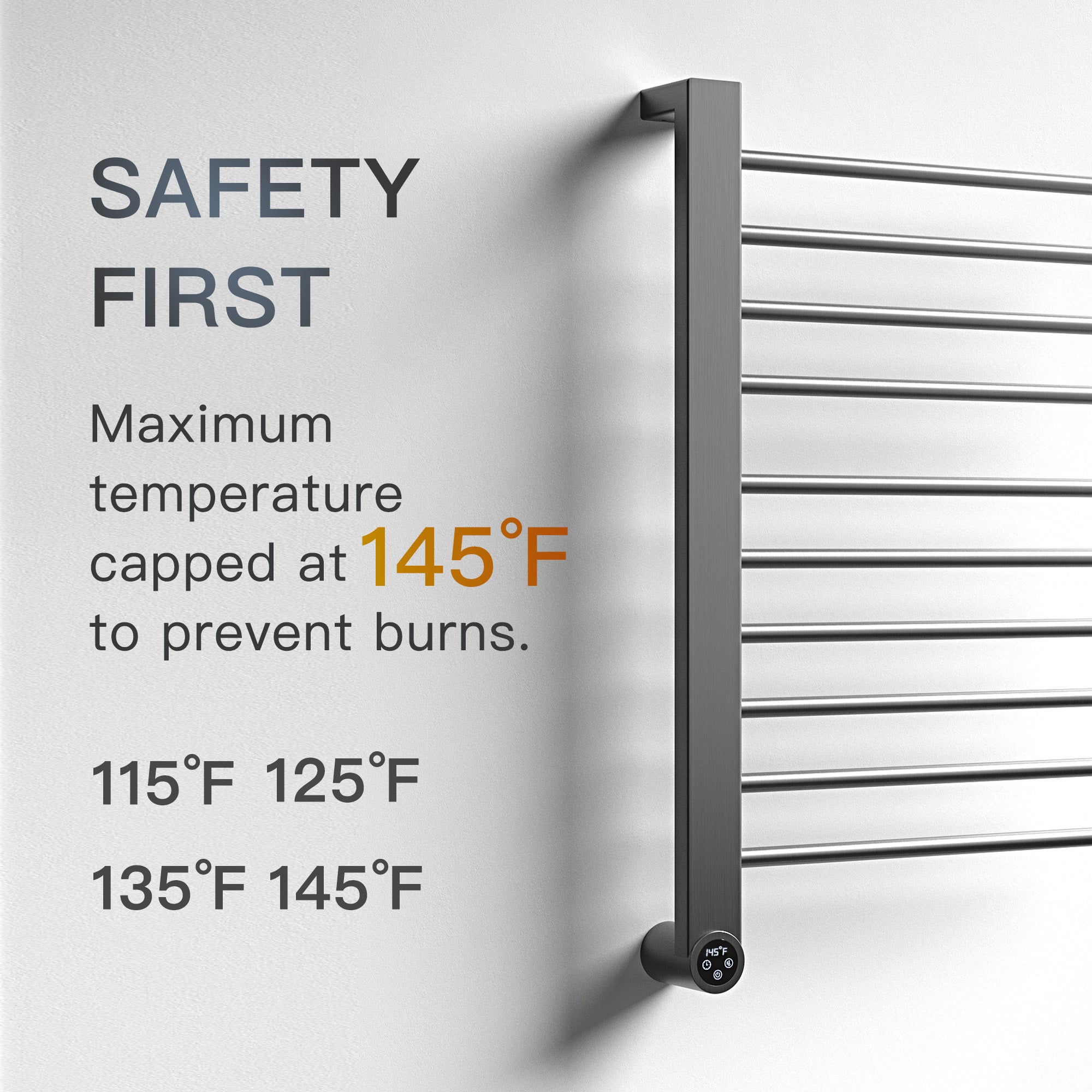 FERONA Horizontal Heated Towel Rack with Smart Temperature and Timer Settings