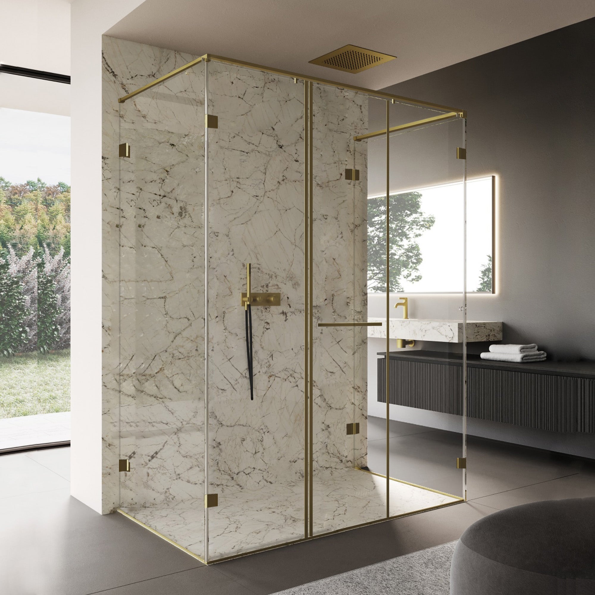 GLACIEN Customize U-Line Shower Door with Ultra Clear Glass