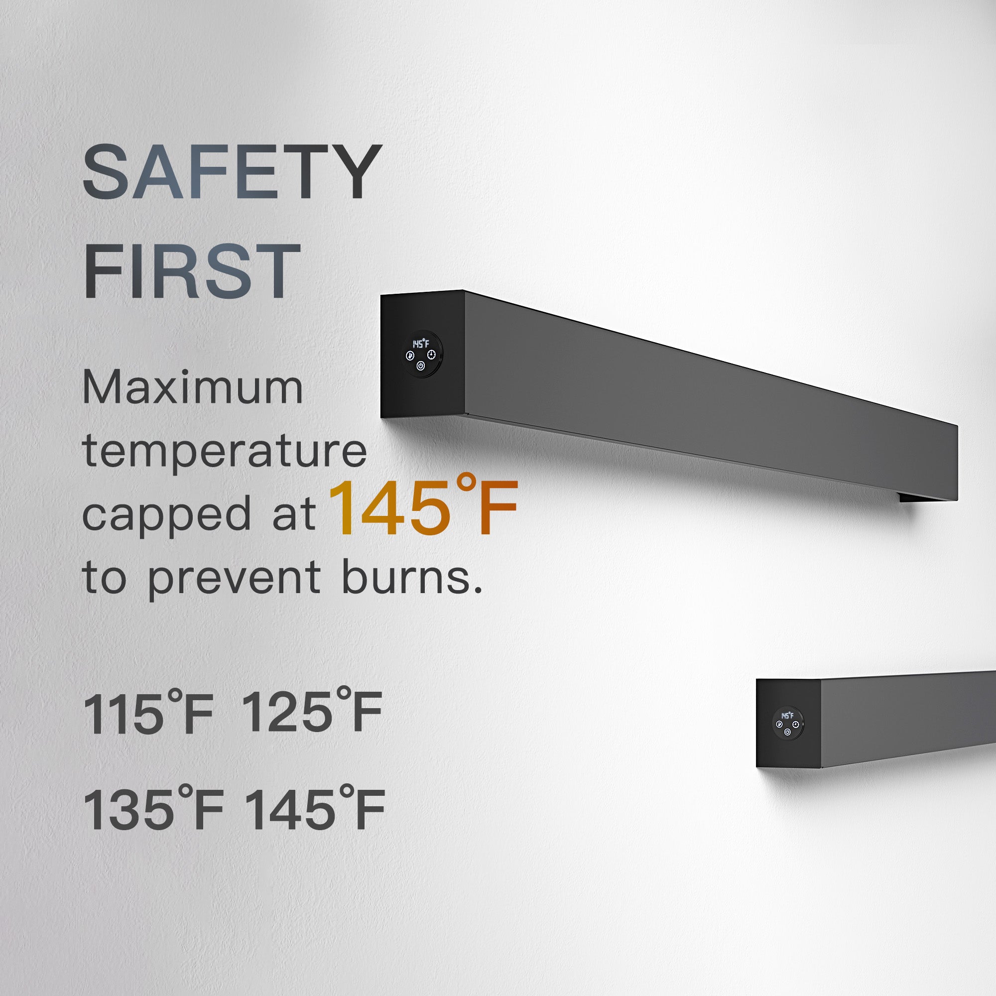 GRAPHENE Smart Heated Towel Rack with Digital Display and Temperature Control