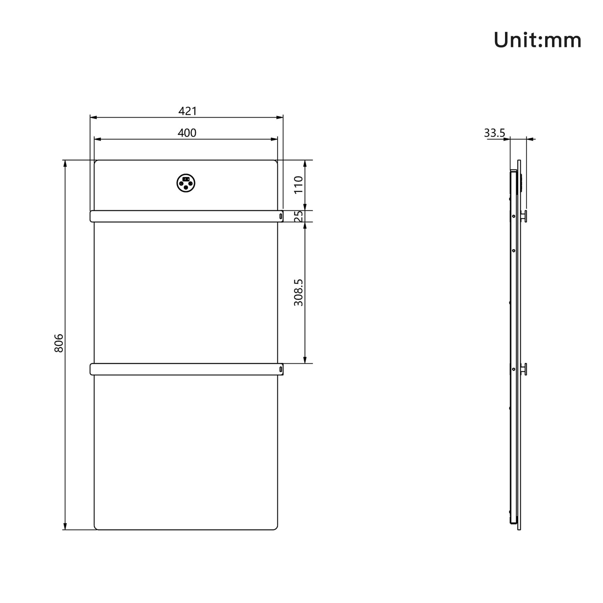 HALOA Heated Towel Rack with Shelf Sintered Stone and Stainless Steel