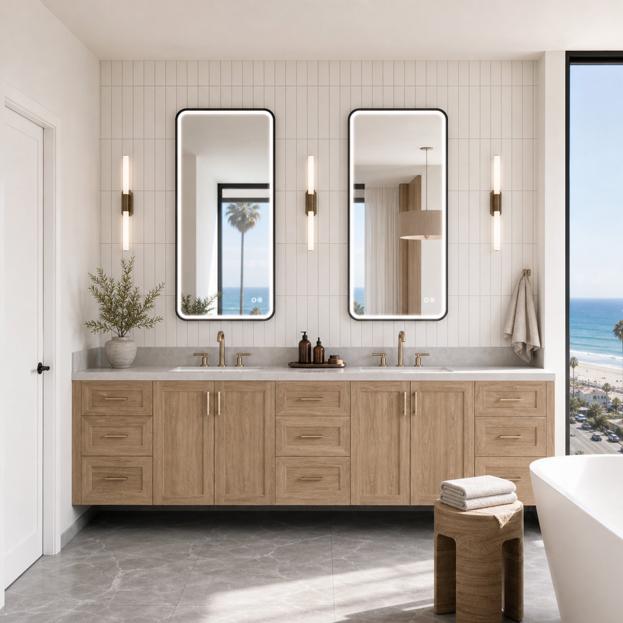 HELENE Framed Round LED Mirror with Demister