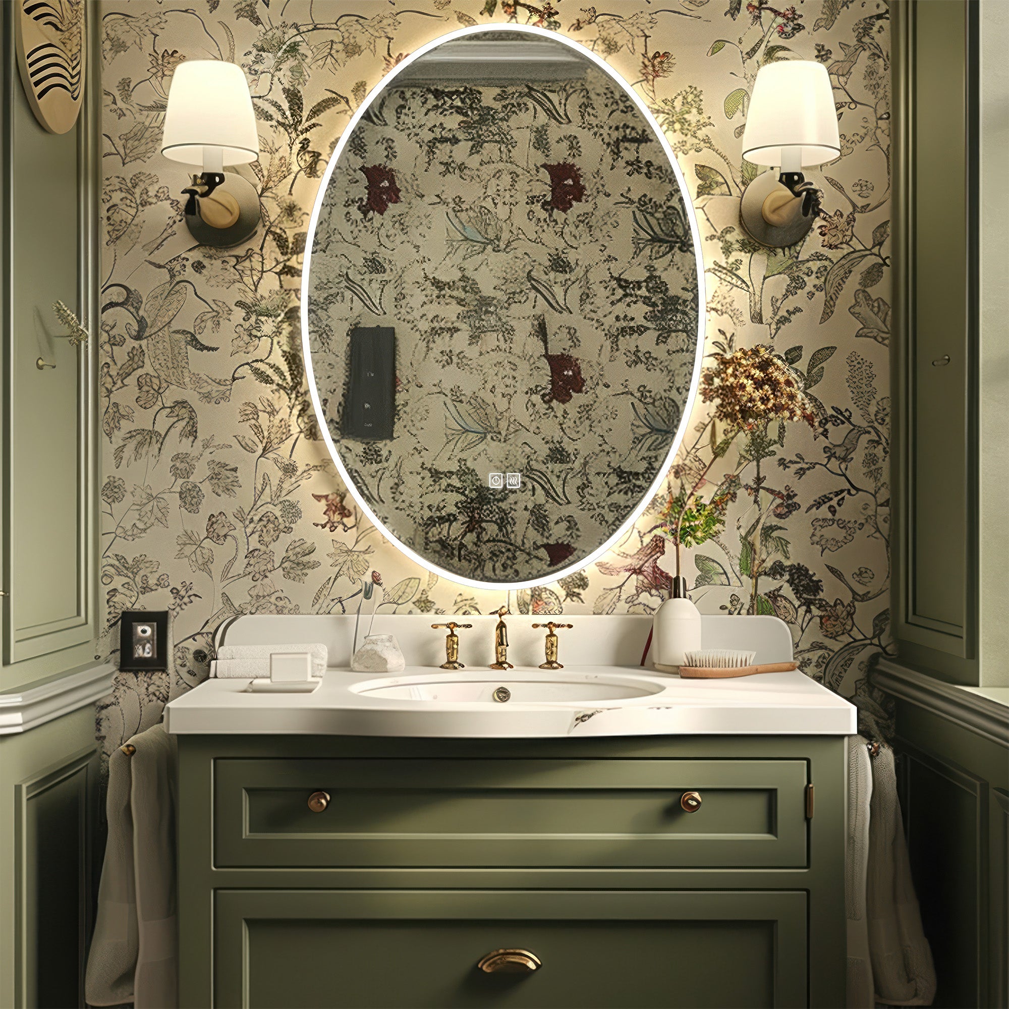 IOCASTE Oval Custom LED Mirror with Edge Frosted