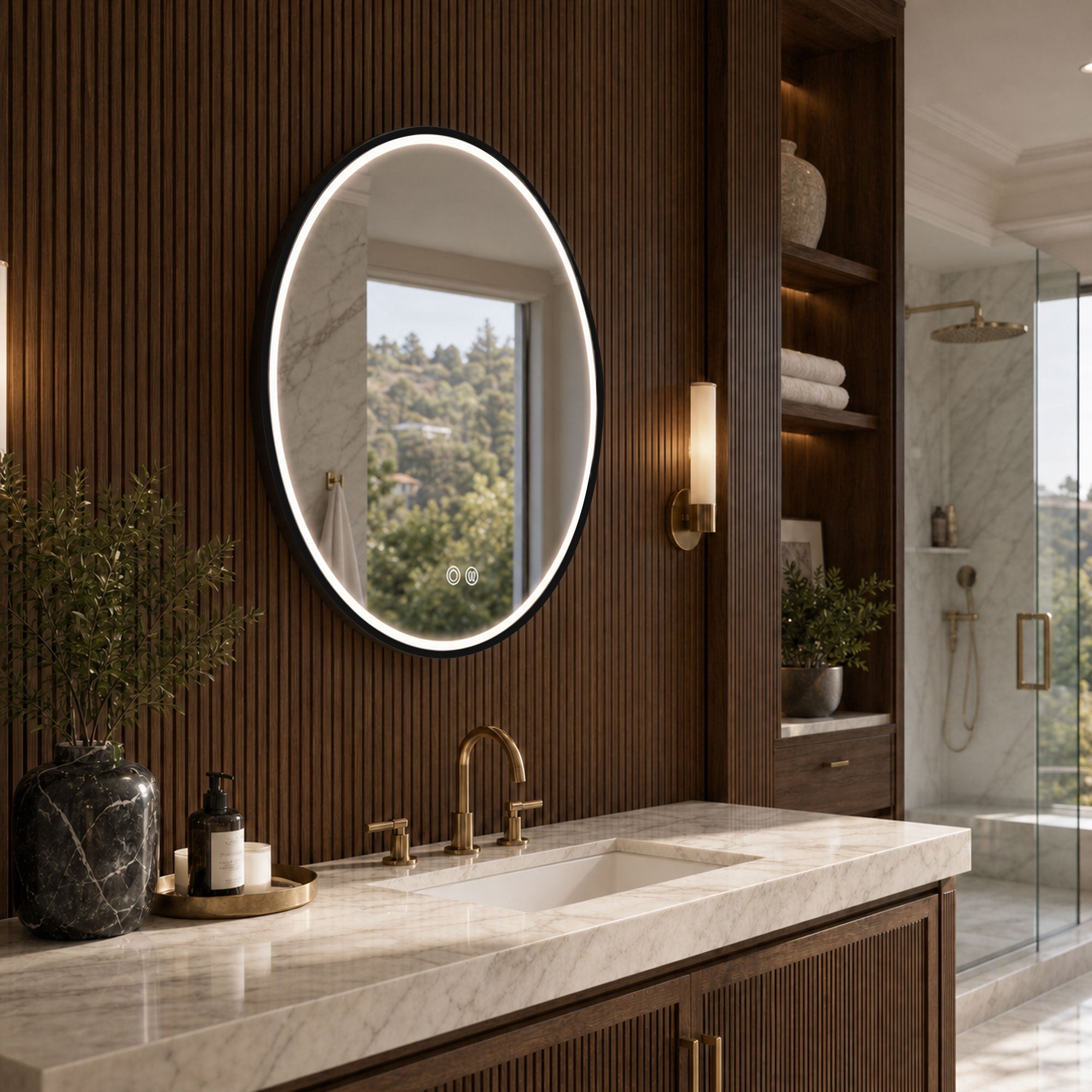 JANUS Framed Round LED Mirror with Demister