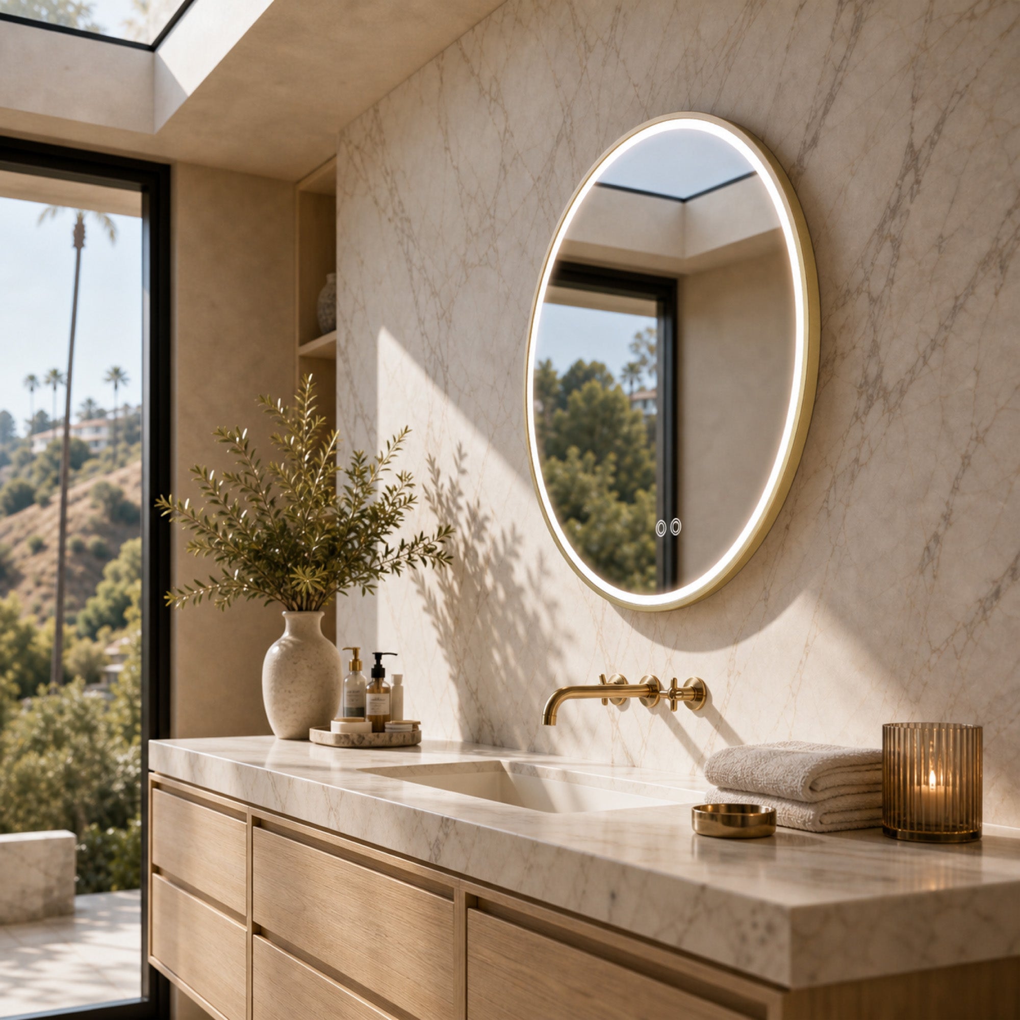 JANUS Framed Round LED Mirror with Demister