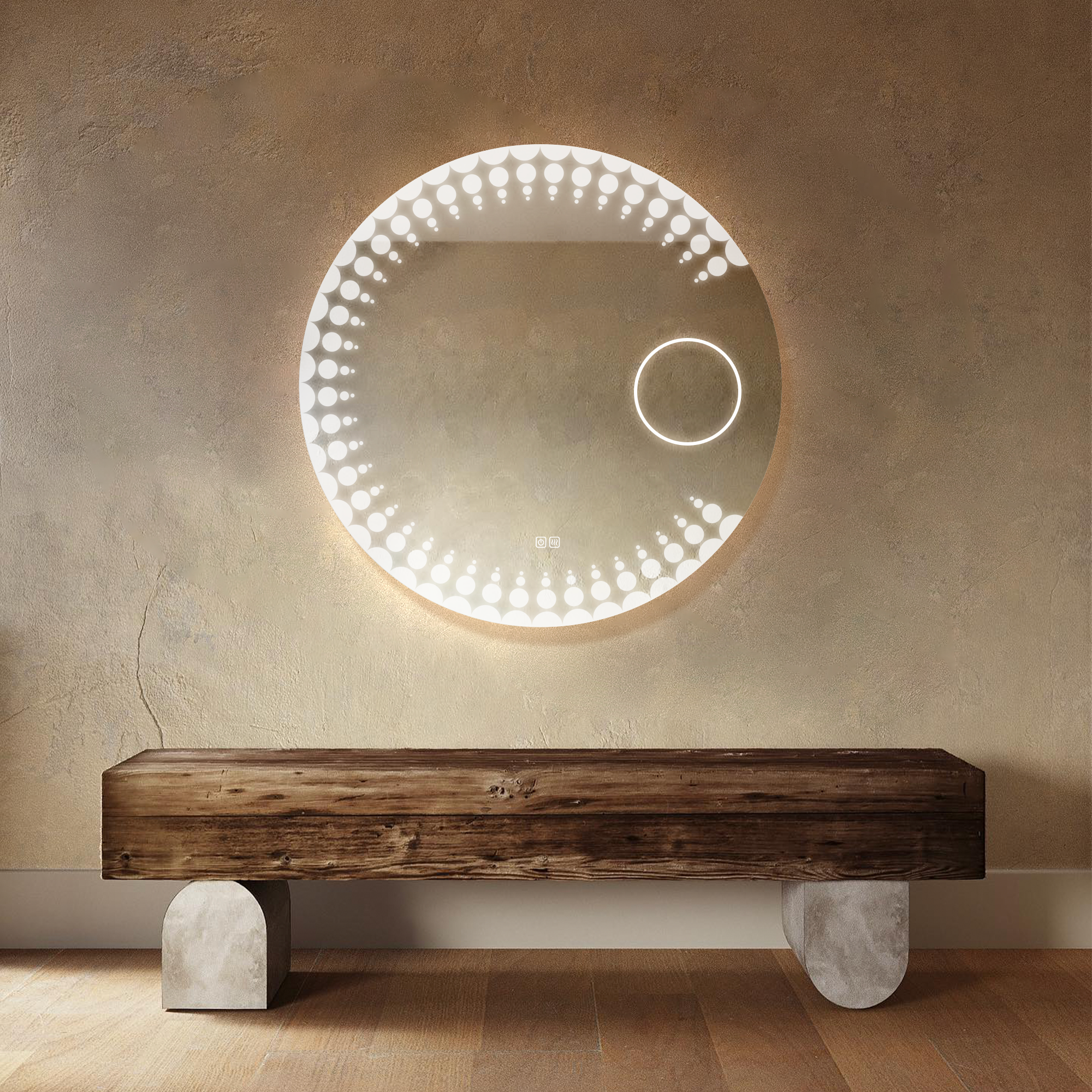 LEDA Round Custom LED Mirror with Magnifier
