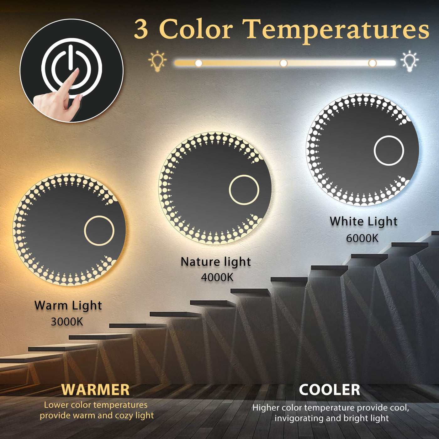 LEDA Round Custom LED Mirror with Magnifier - Inyouths