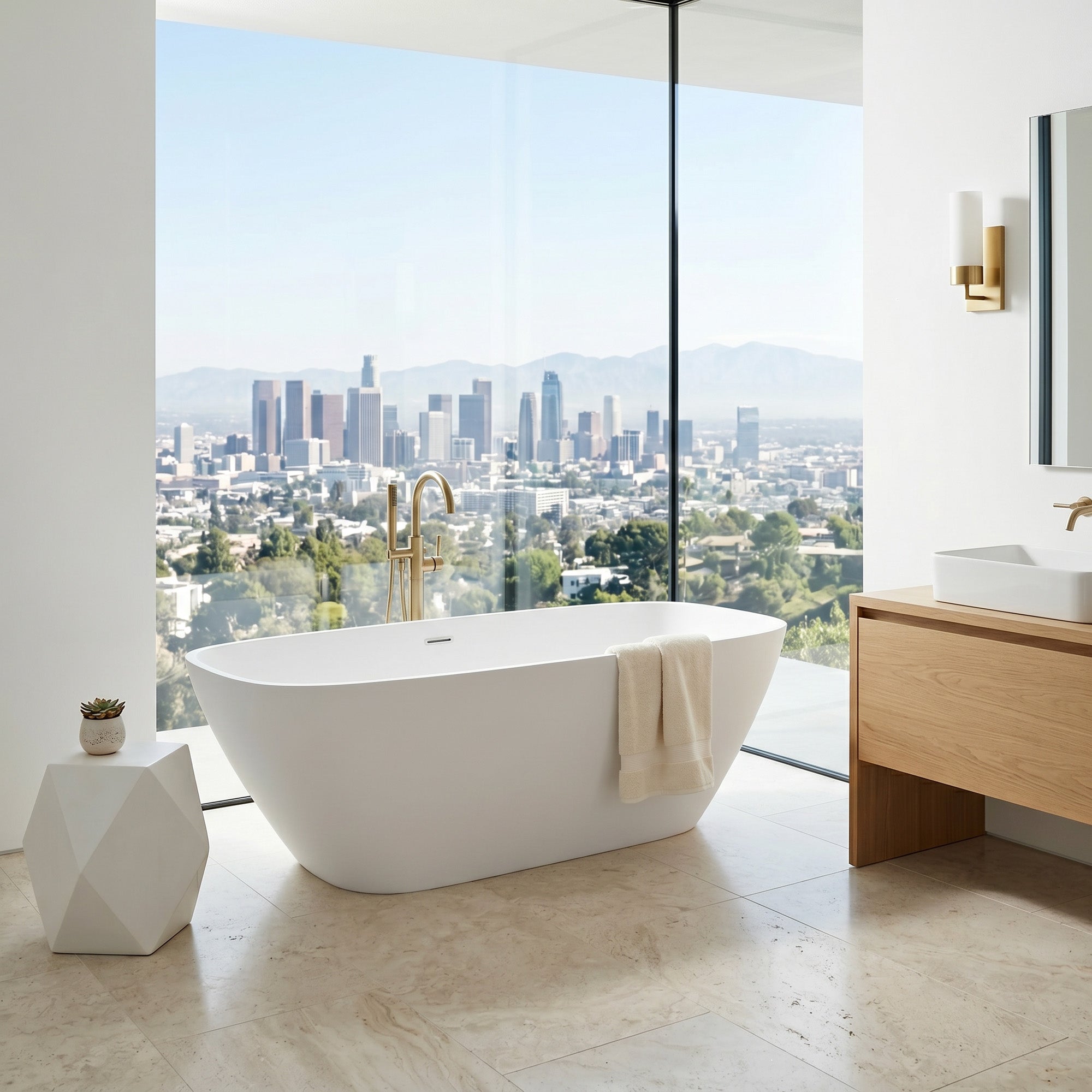 LYCARA Freestanding Soaking Bathtub 67" For Modern Bathroom Comfort