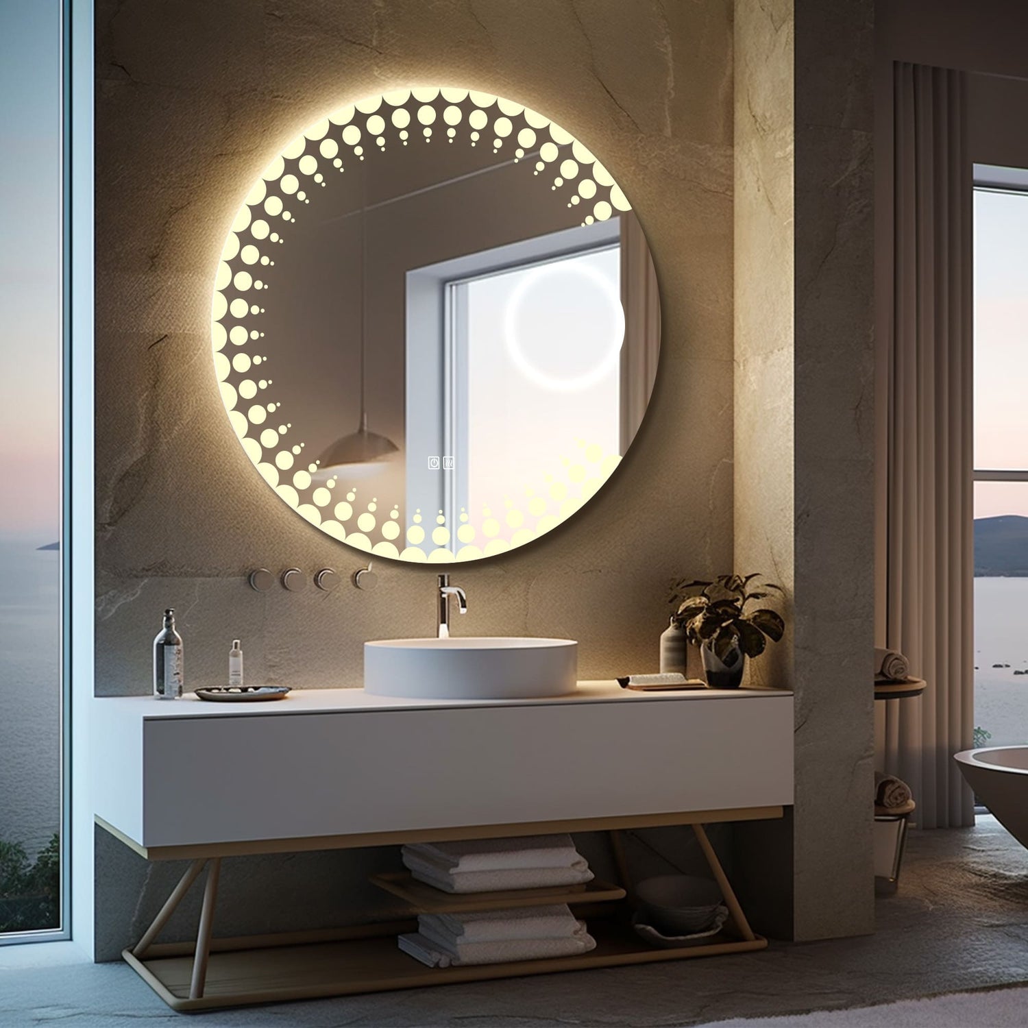 LEDA Round Custom LED Mirror with Magnifier - Inyouths