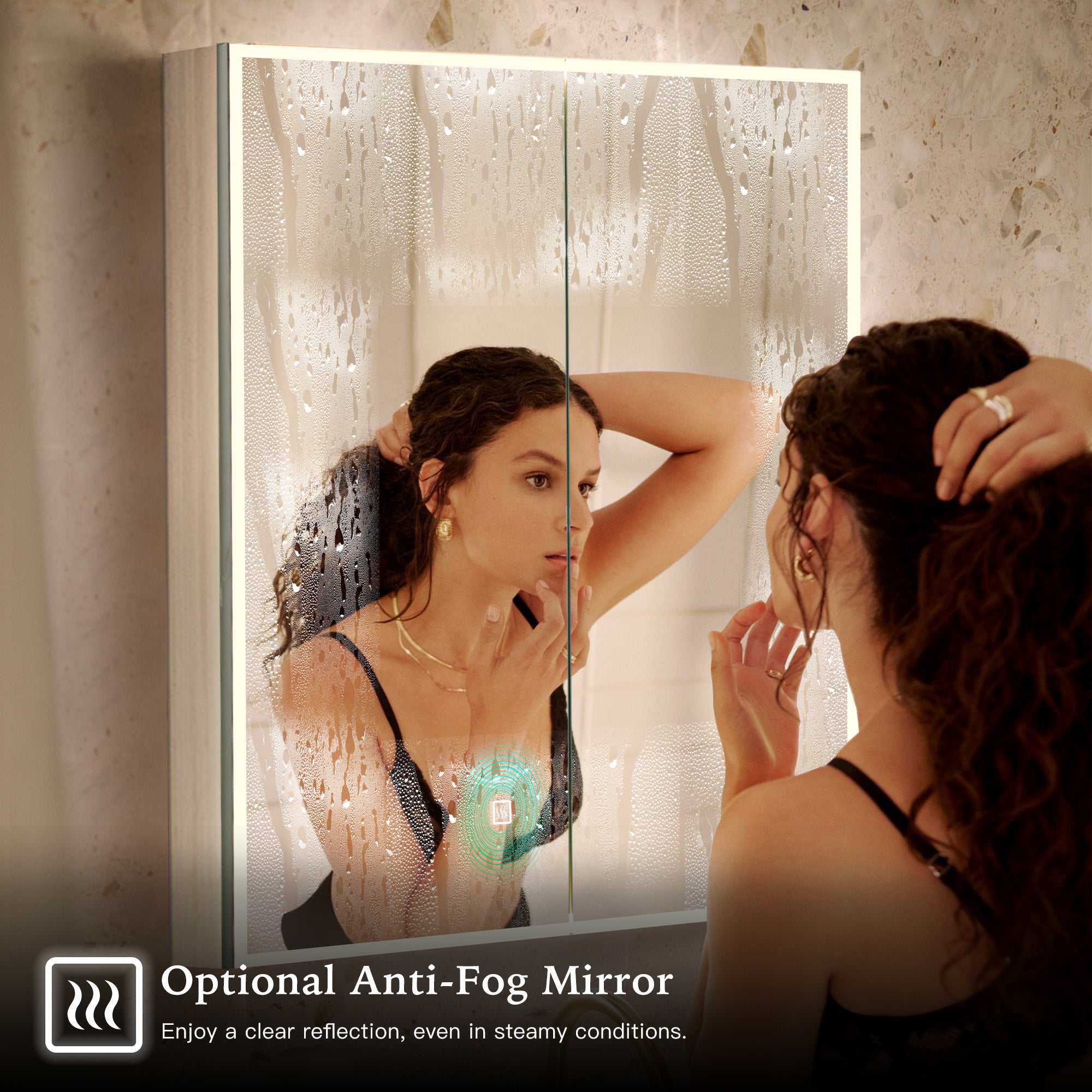 OBERON Custom LED Mirror Medicine Cabinet with Natural Wood Finish