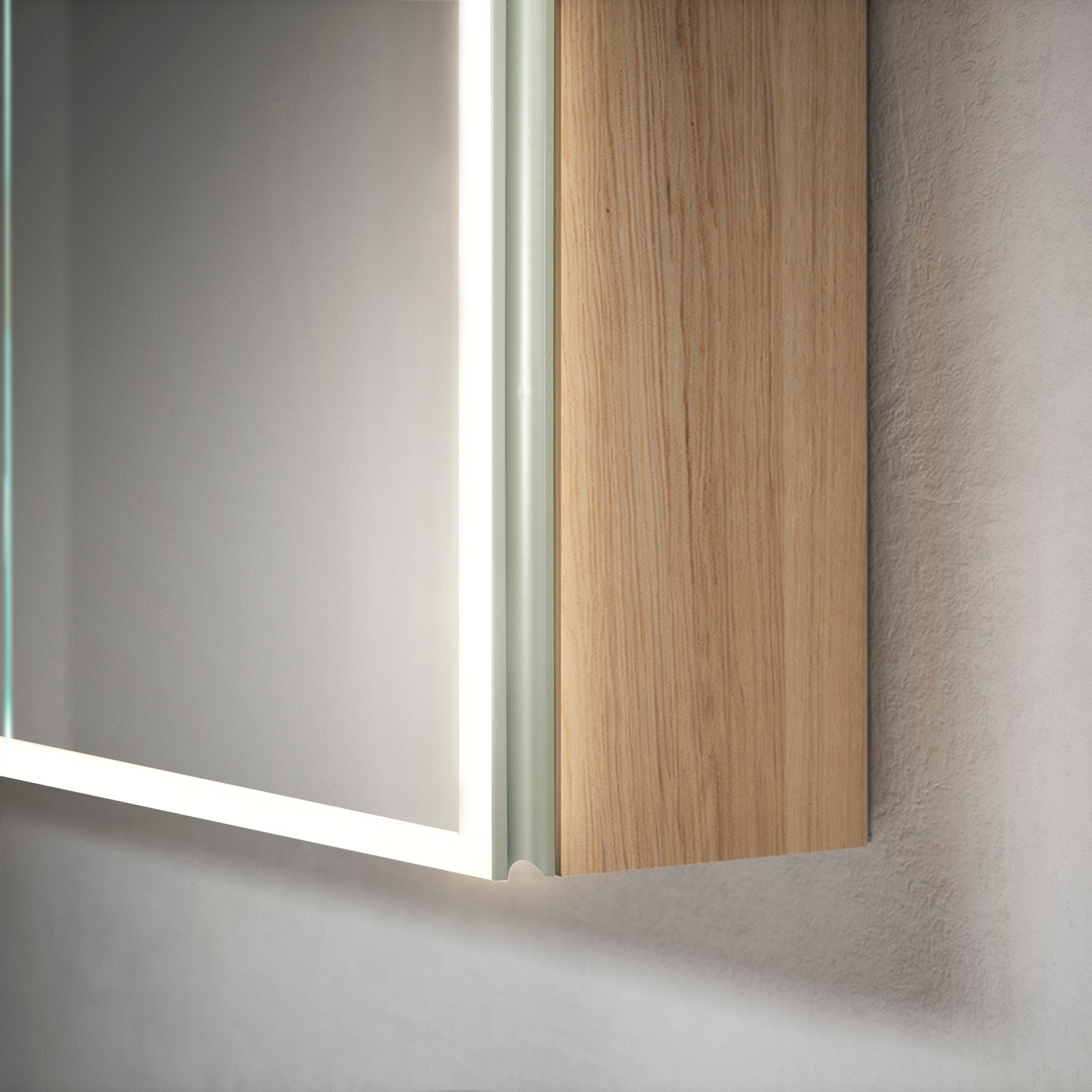 OBERON Custom LED Mirror Medicine Cabinet with Natural Wood Finish