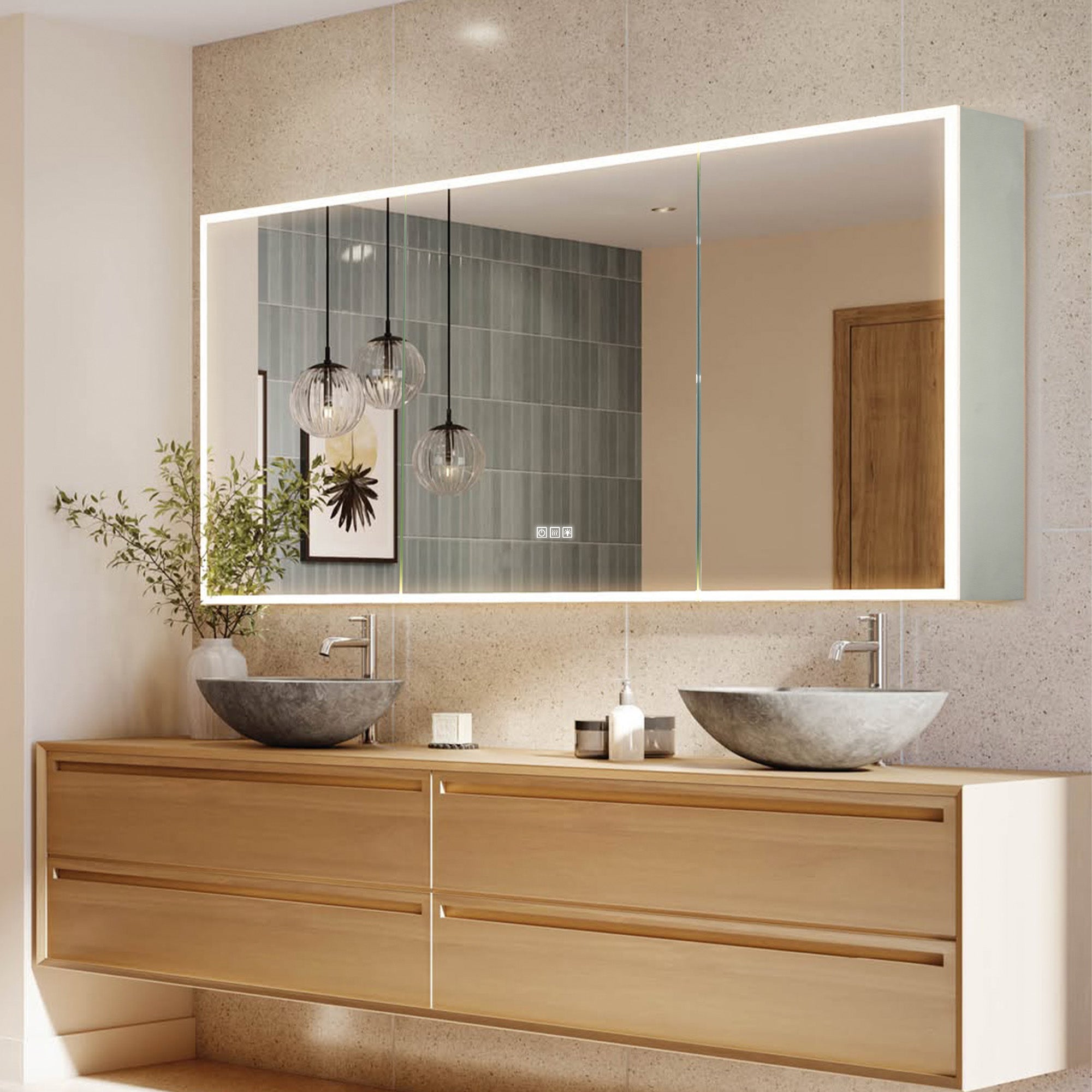 PHOBOS Custom LED Mirror Medicine Cabinet with Triple Door