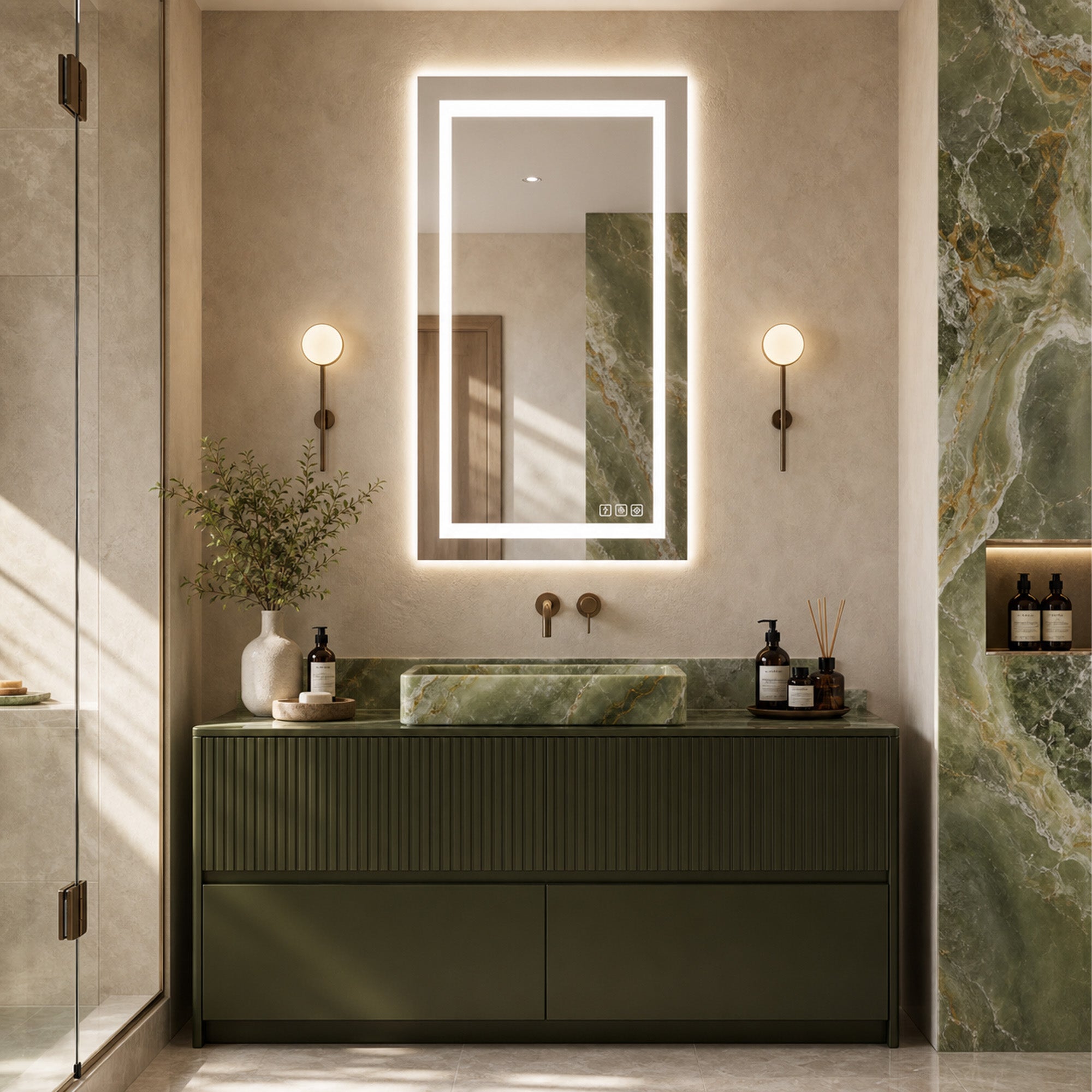 PLOARIS Rectangular Frontlit LED Mirror with Demister