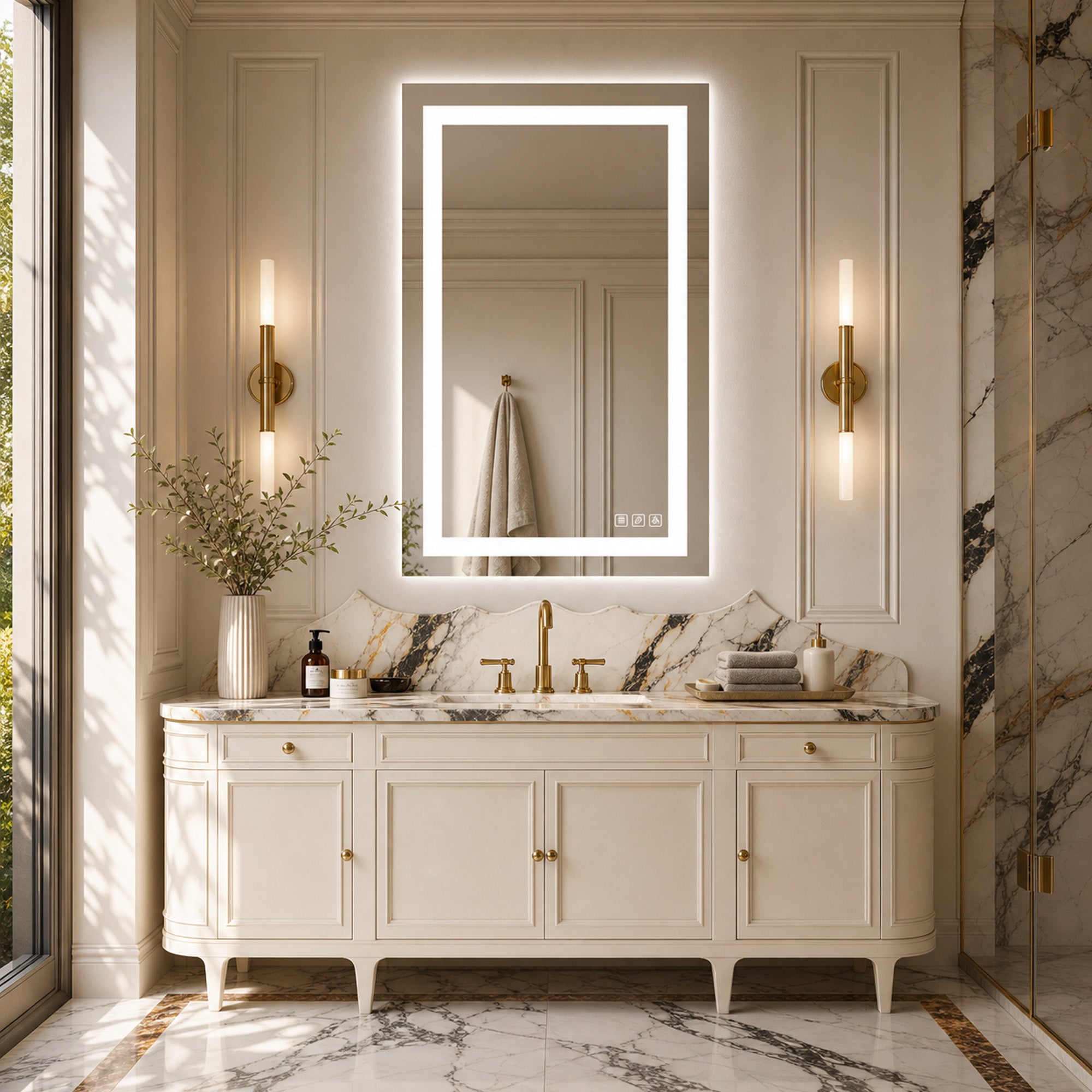 PLOARIS Rectangular Frontlit LED Mirror with Demister