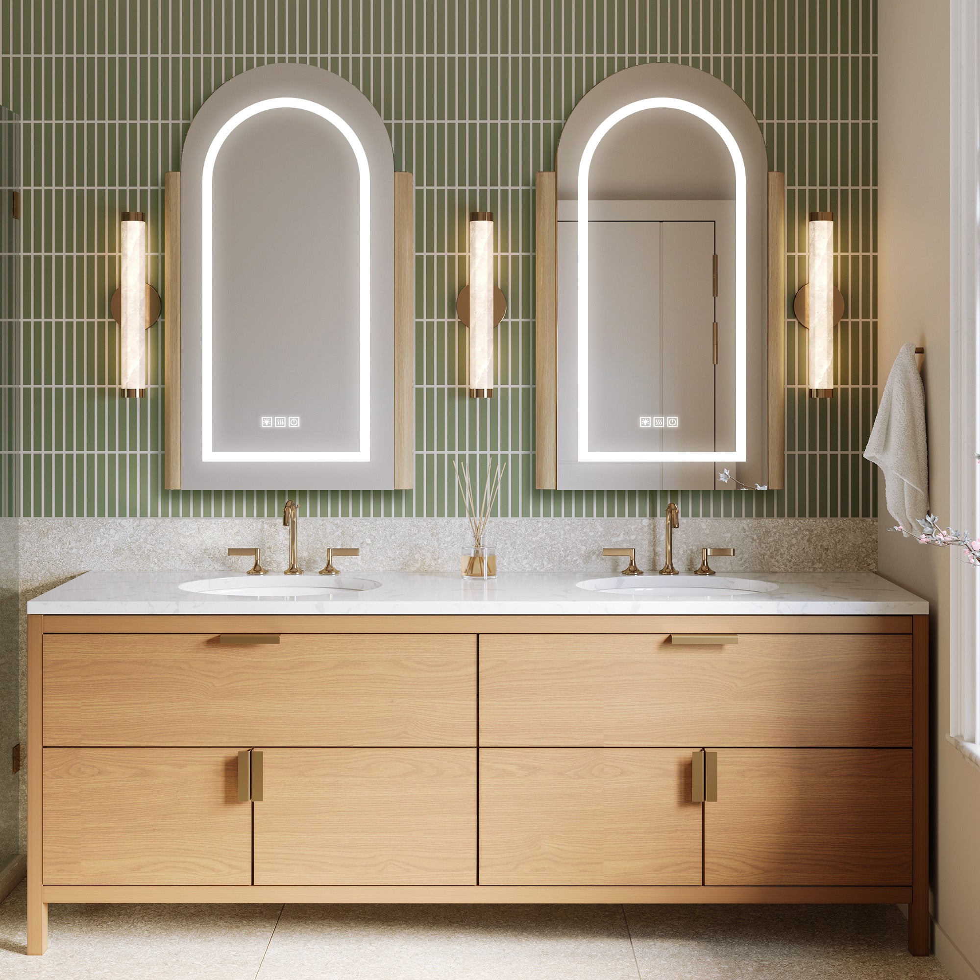 NORELLE Custom Wooden LED Mirror Medicine Cabinet with Arch Design