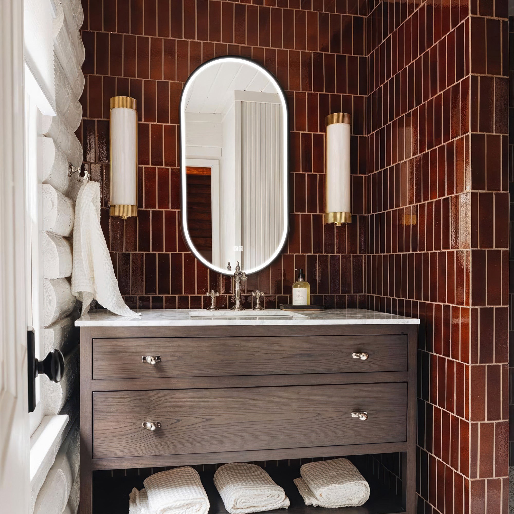 RHEA Oval Custom LED Mirror with Frame
