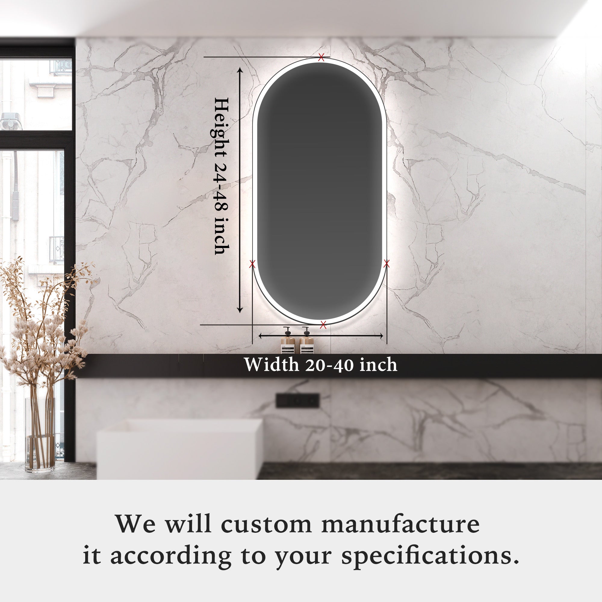 RHEA Oval Custom LED Mirror with Frame