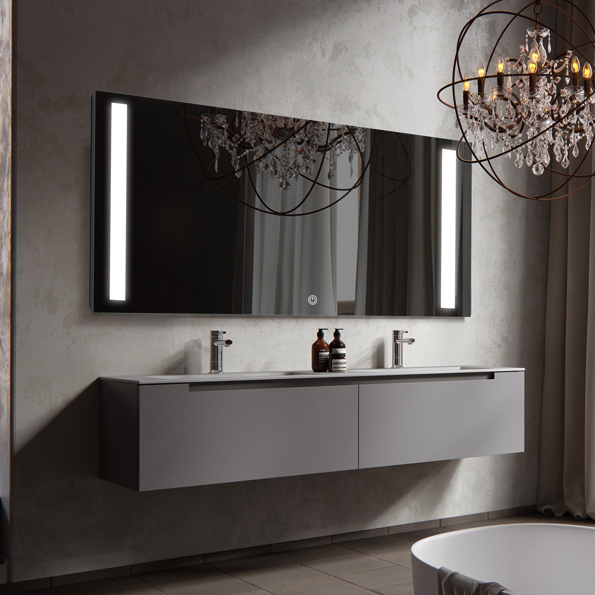 SATURN Custom LED Mirror with Frosted Panel