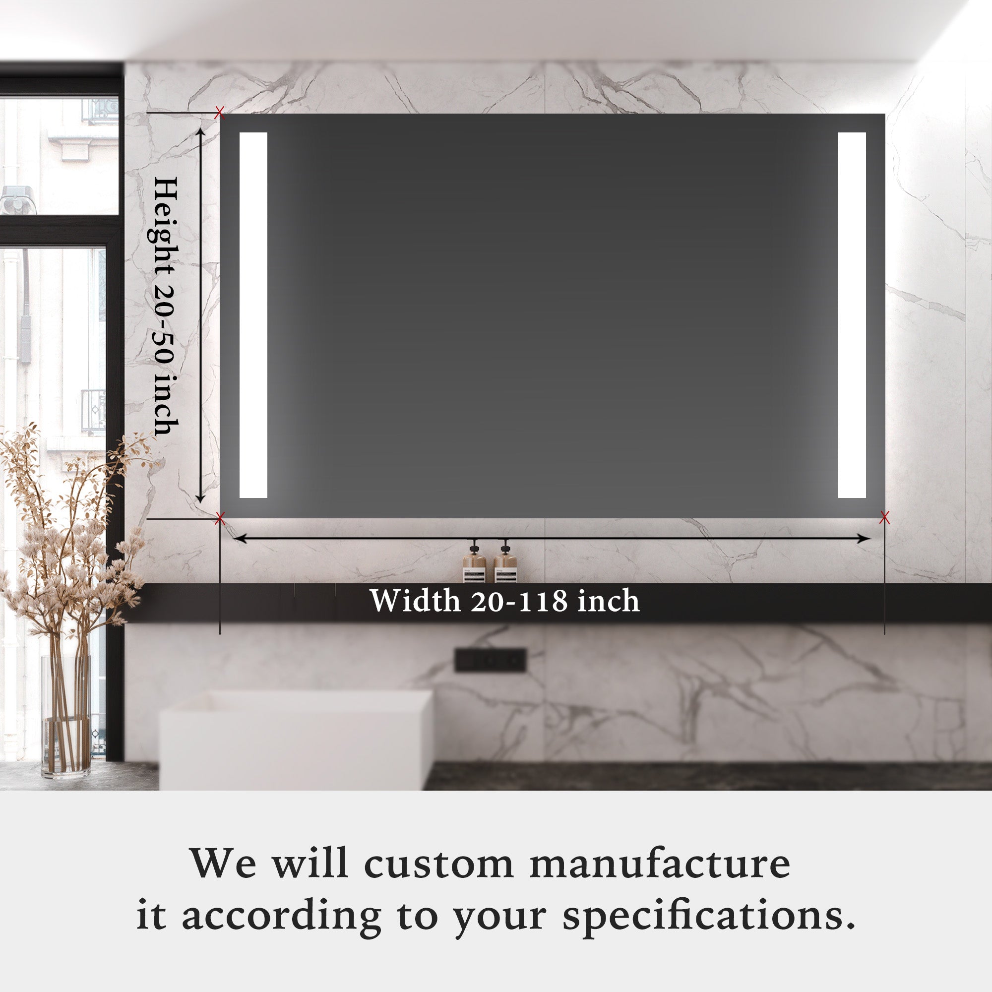 SATURN Custom LED Mirror with Frosted Panel
