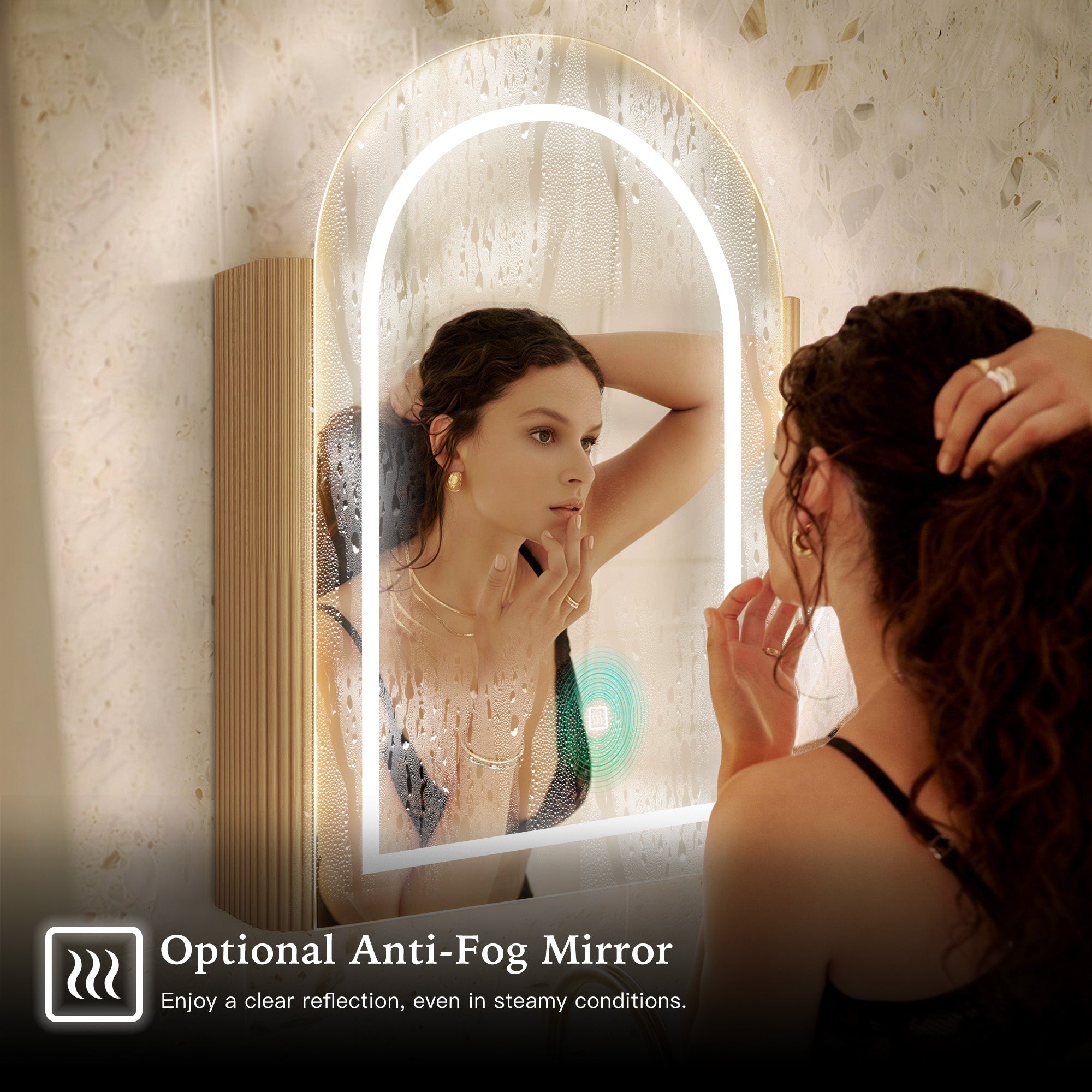 NORELLE Custom Wooden LED Mirror Medicine Cabinet with Arch Design