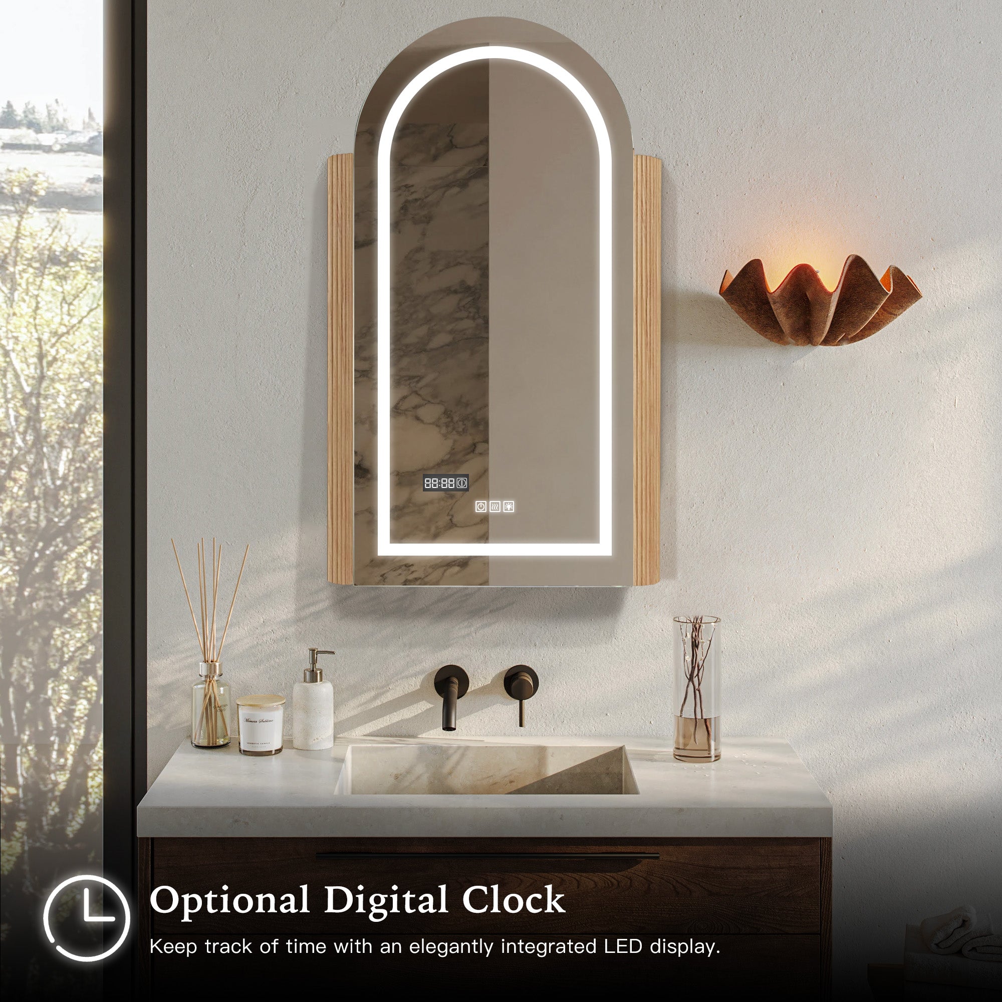 NORELLE Custom Wooden LED Mirror Medicine Cabinet with Arch Design