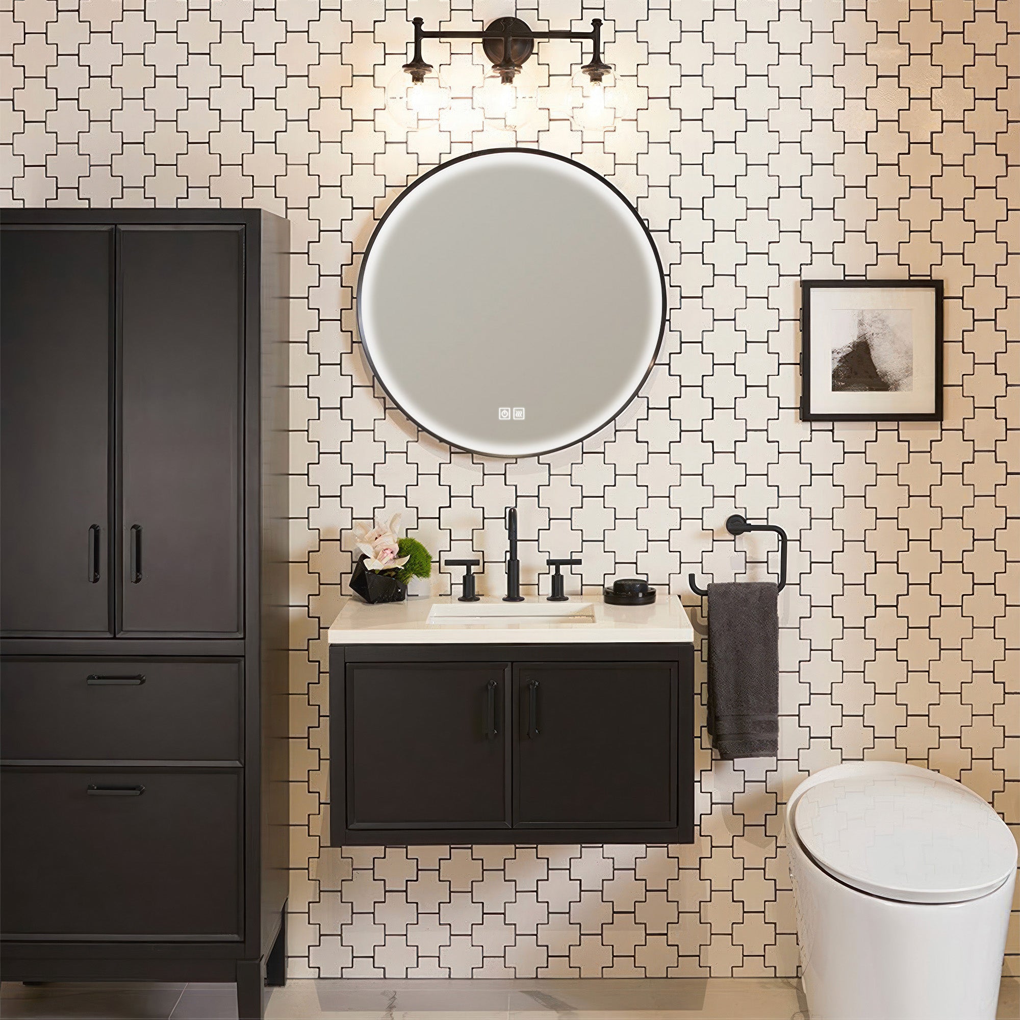TELESTO Round Custom LED Mirror with Frame