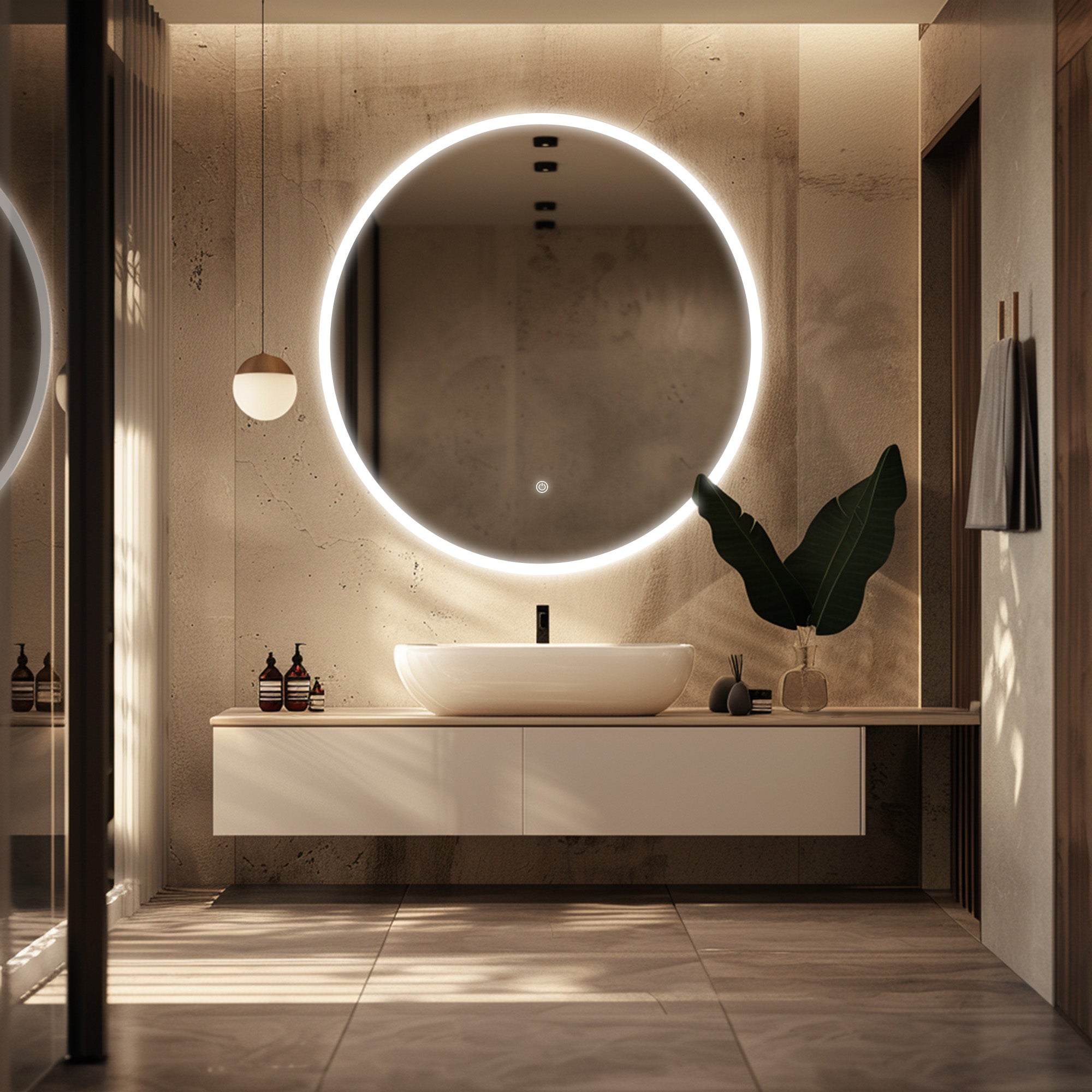 URANUS Round Custom LED Mirror with Edge Frosted