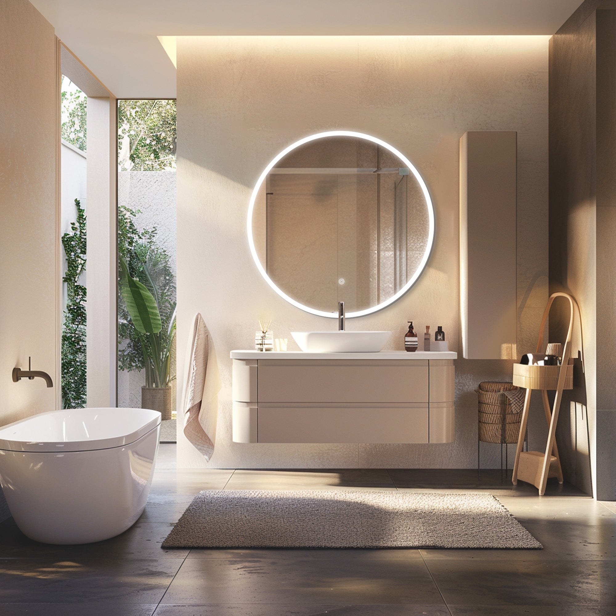 URANUS Round Custom LED Mirror with Edge Frosted
