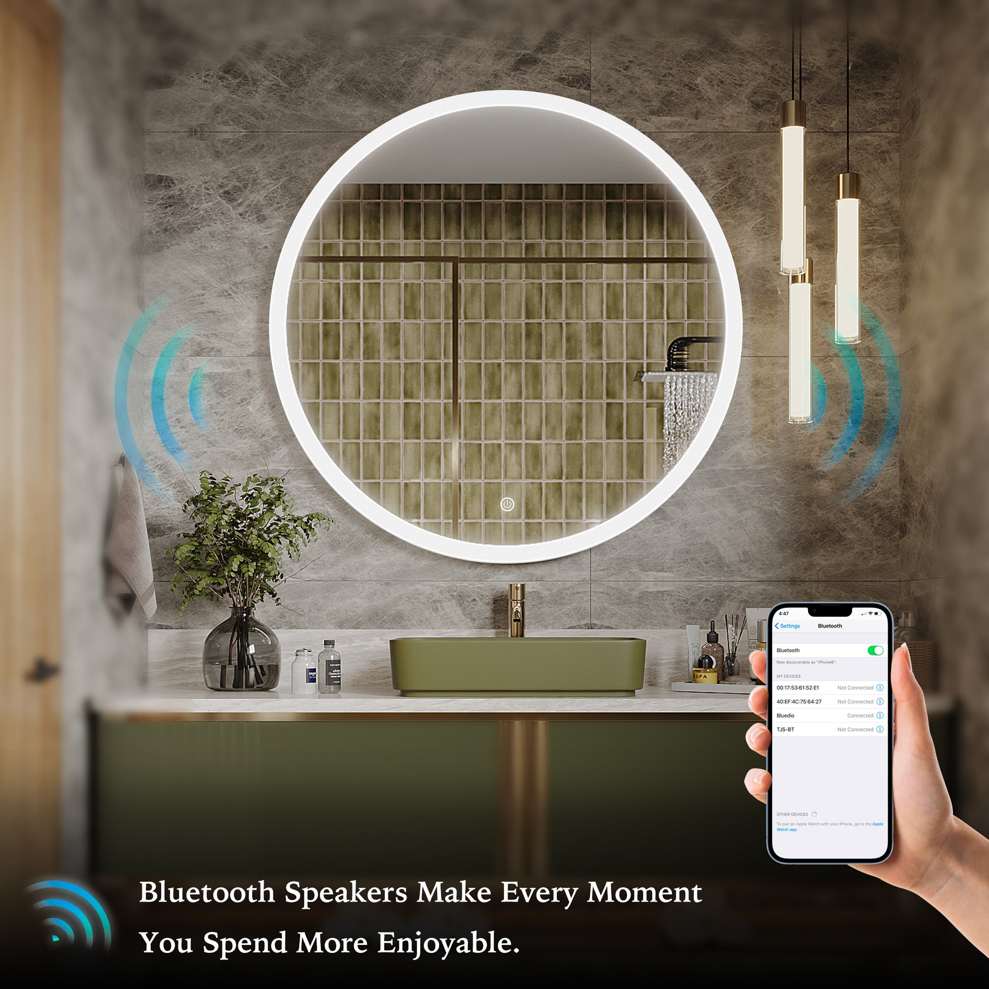 URANUS Round Custom LED Mirror with Edge Frosted