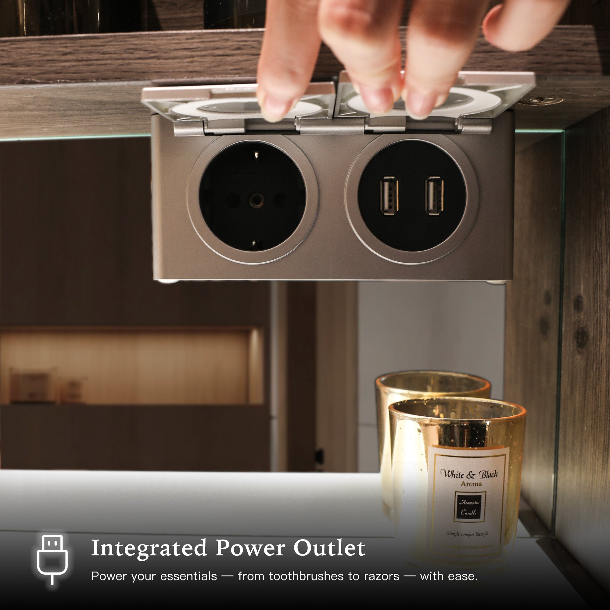 BRAVIA Custom Wooden LED Mirror Medicine Cabinet with Wide Light Design