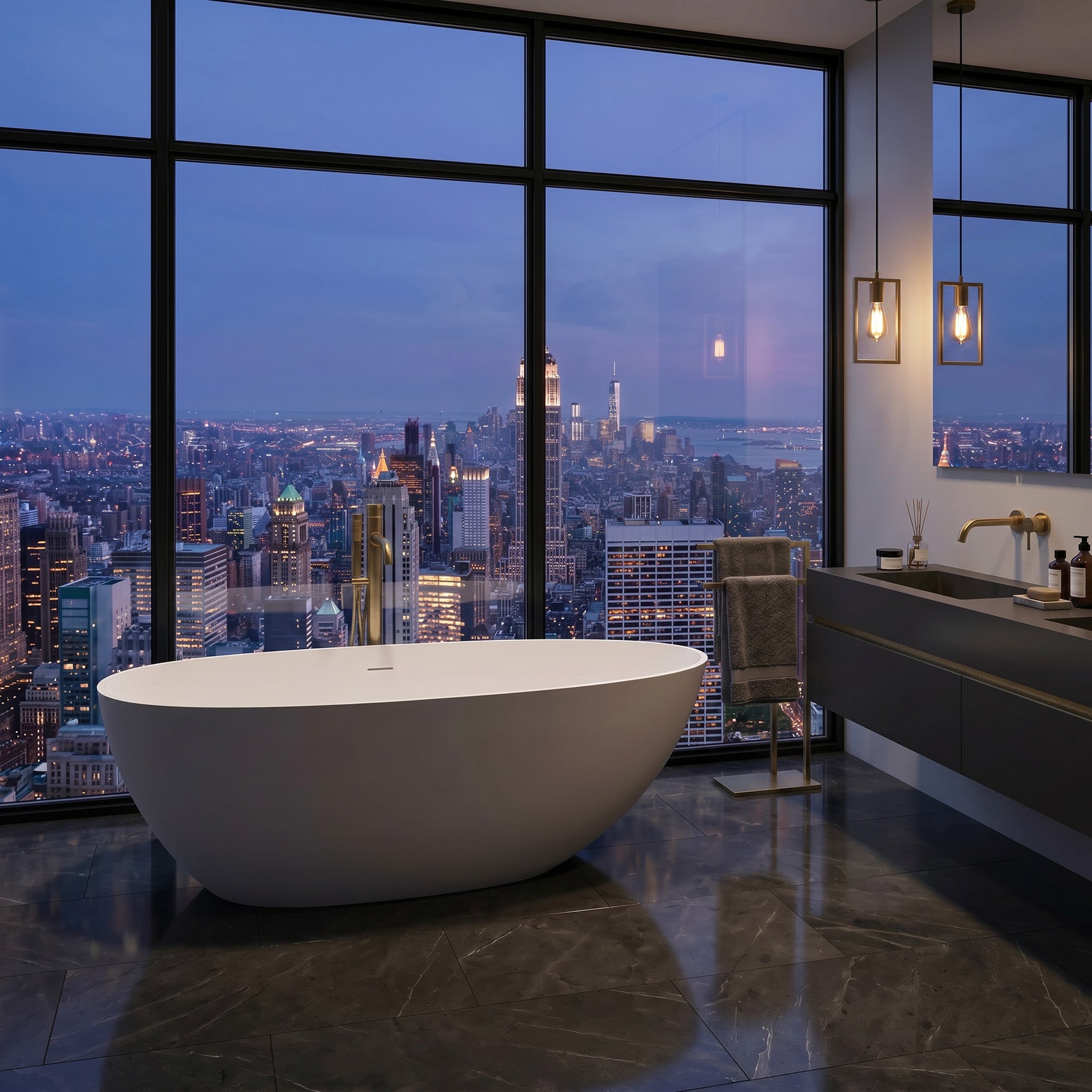 VELISSA Oval Freestanding Soaking Bathtub 59" & 67" For Seamless Comfort